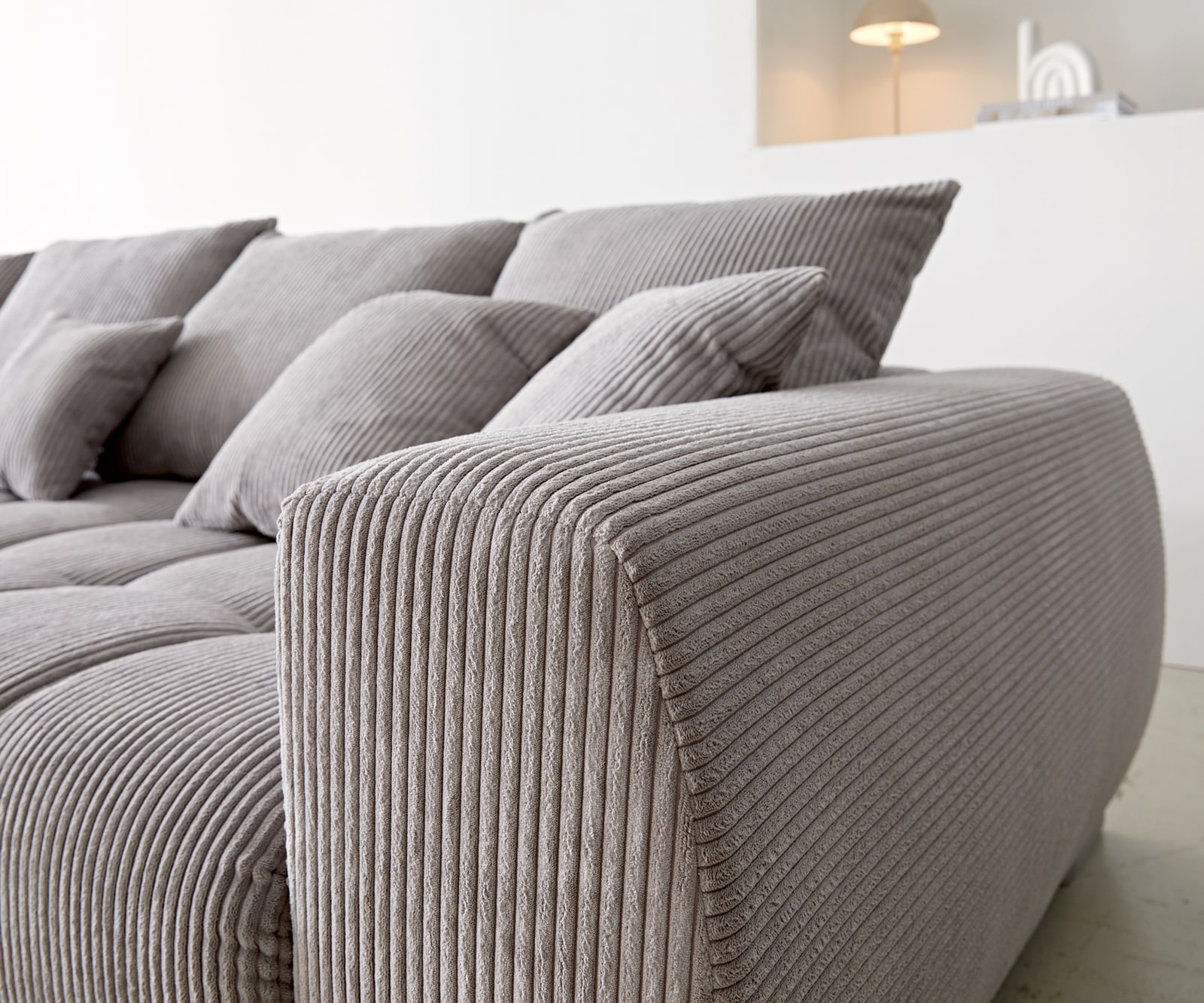 Ecksofa Josea 300x220 cm Cord Silbergrau Ottomane links 6 Ecksofa Josea 300x220 cm Cord Silbergrau Ottomane links 6