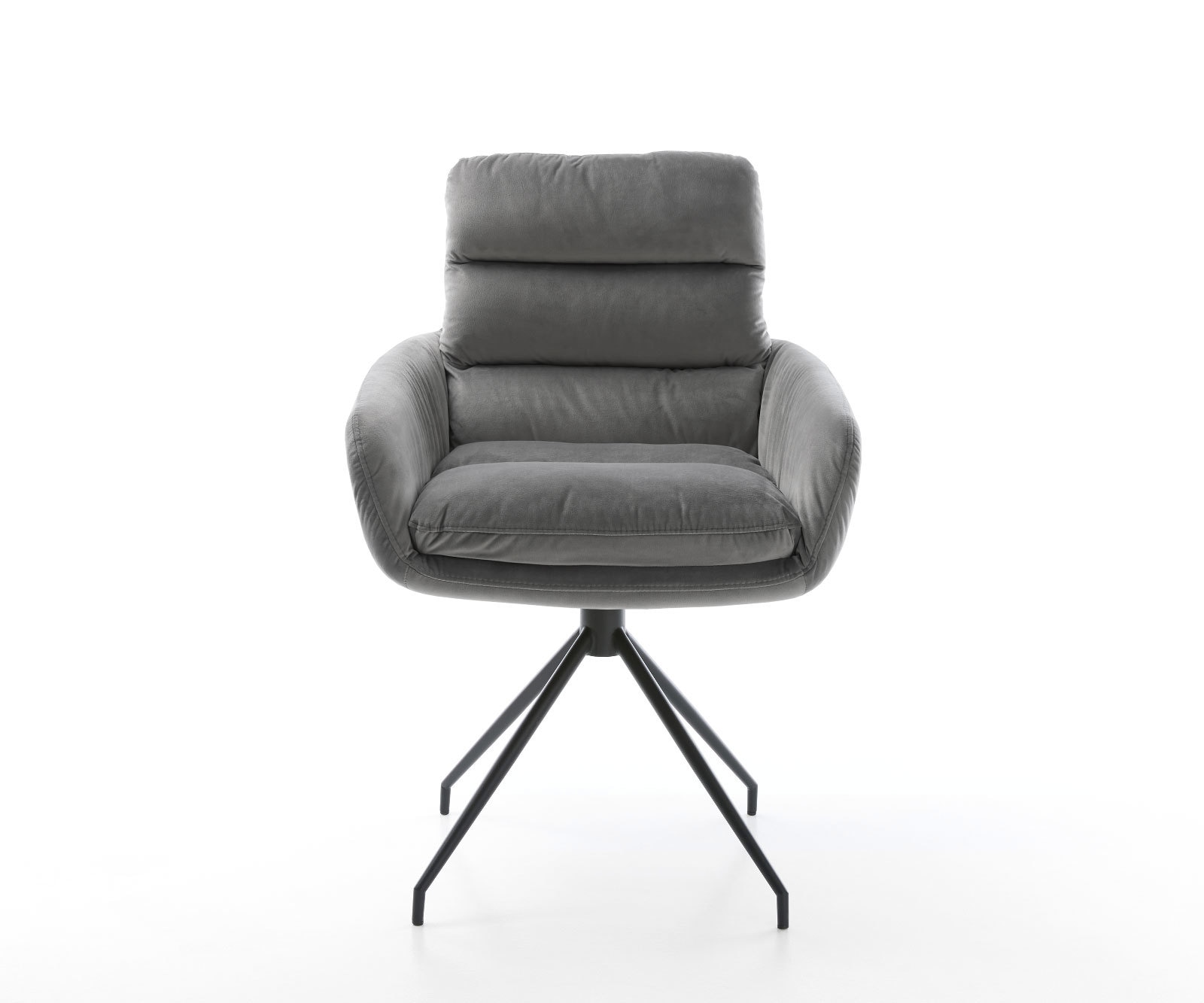 Esszimmerstuhl Abelia-Flex mit Armlehnen Samt Grau Kreuzgestell konisch Schwarz 2