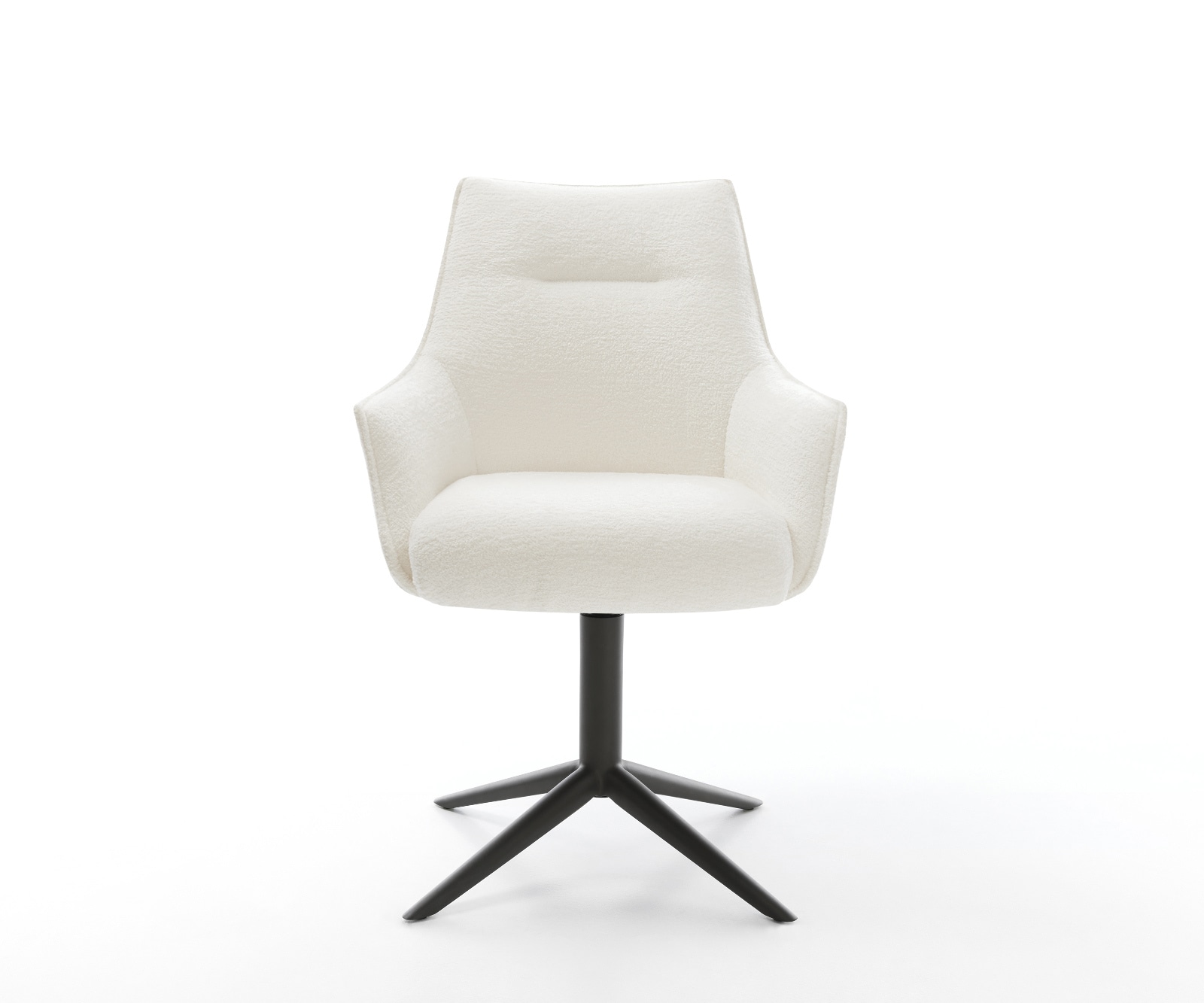 Drehstuhl Alja-Flex mit Armlehnen Bouclé Soft Beige Fußkreuz Schwarz 360° drehbar Wippfunktion Taschenfederkern 2