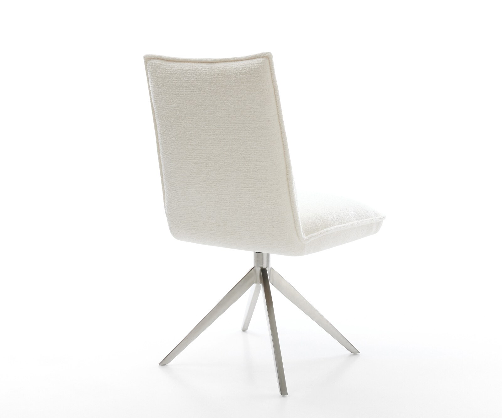 Drehstuhl Lelio-Flex Bouclé Soft Beige Kreuzgestell breit Edelstahl 360° drehbar Wippfunktion Taschenfederkern 5