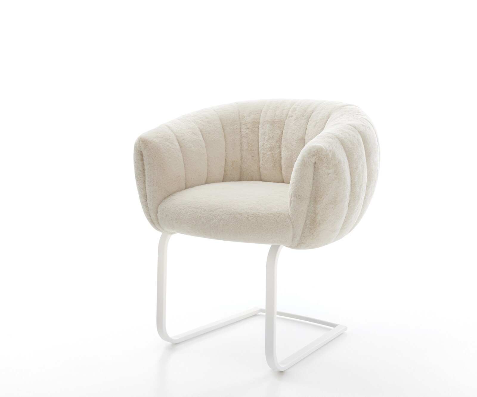 Freischwinger Jada-Flex Plüsch Creme-Weiß Freischwinger flach Weiß Taschenfederkern