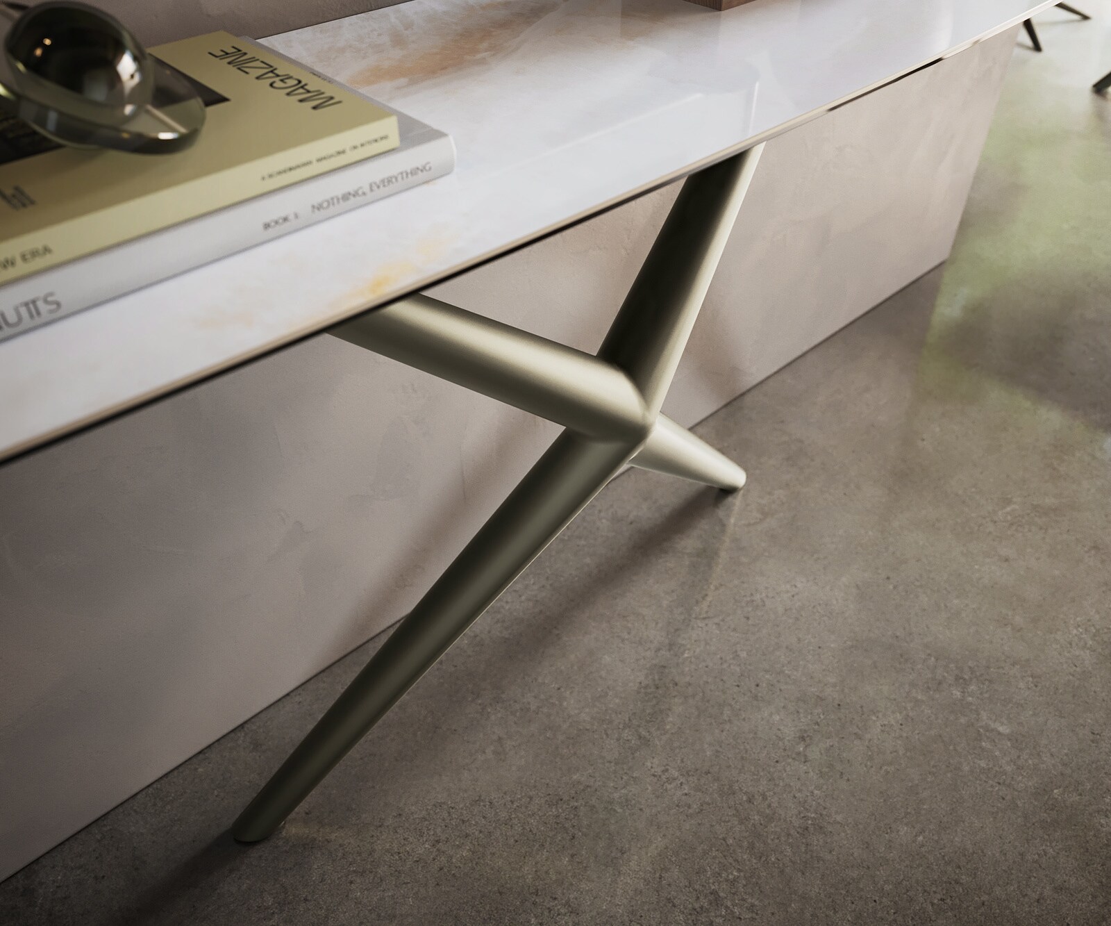Konsolentisch Edge Boot 180x40 cm Keramik Onyx Pearl Estelo Metall Effektfinish Titan 5