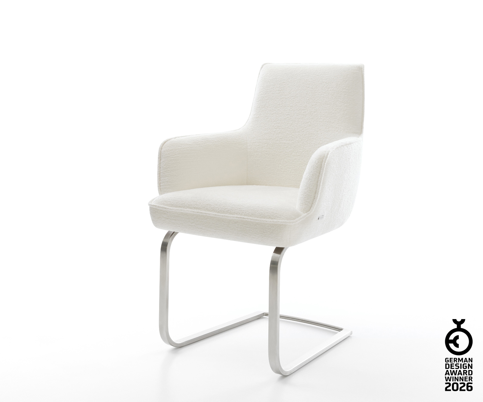 Freischwinger Heira-Flex mit Armlehnen Bouclé Soft Beige Freischwinger flac günstig online kaufen