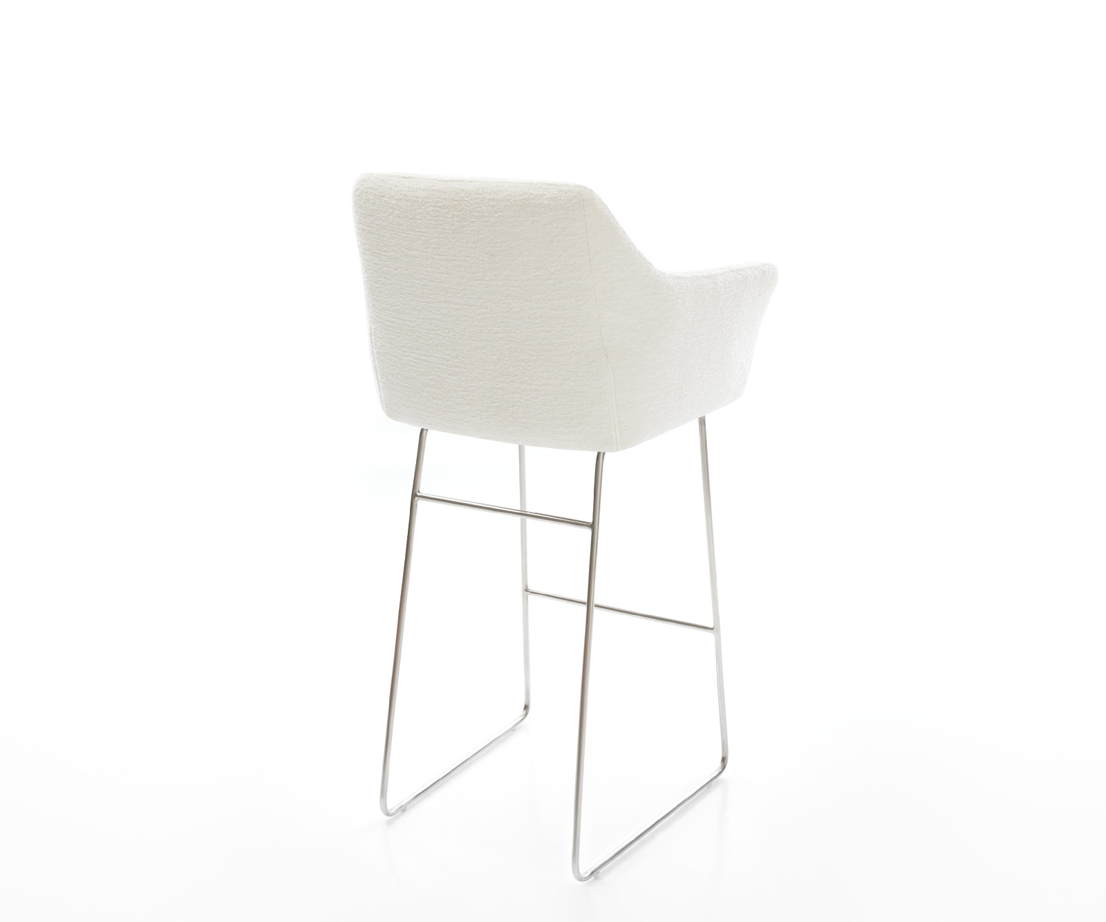 Barstuhl Yulo-Flex Bouclé Soft Beige Kufengestell Edelstahl Silberfarben 5