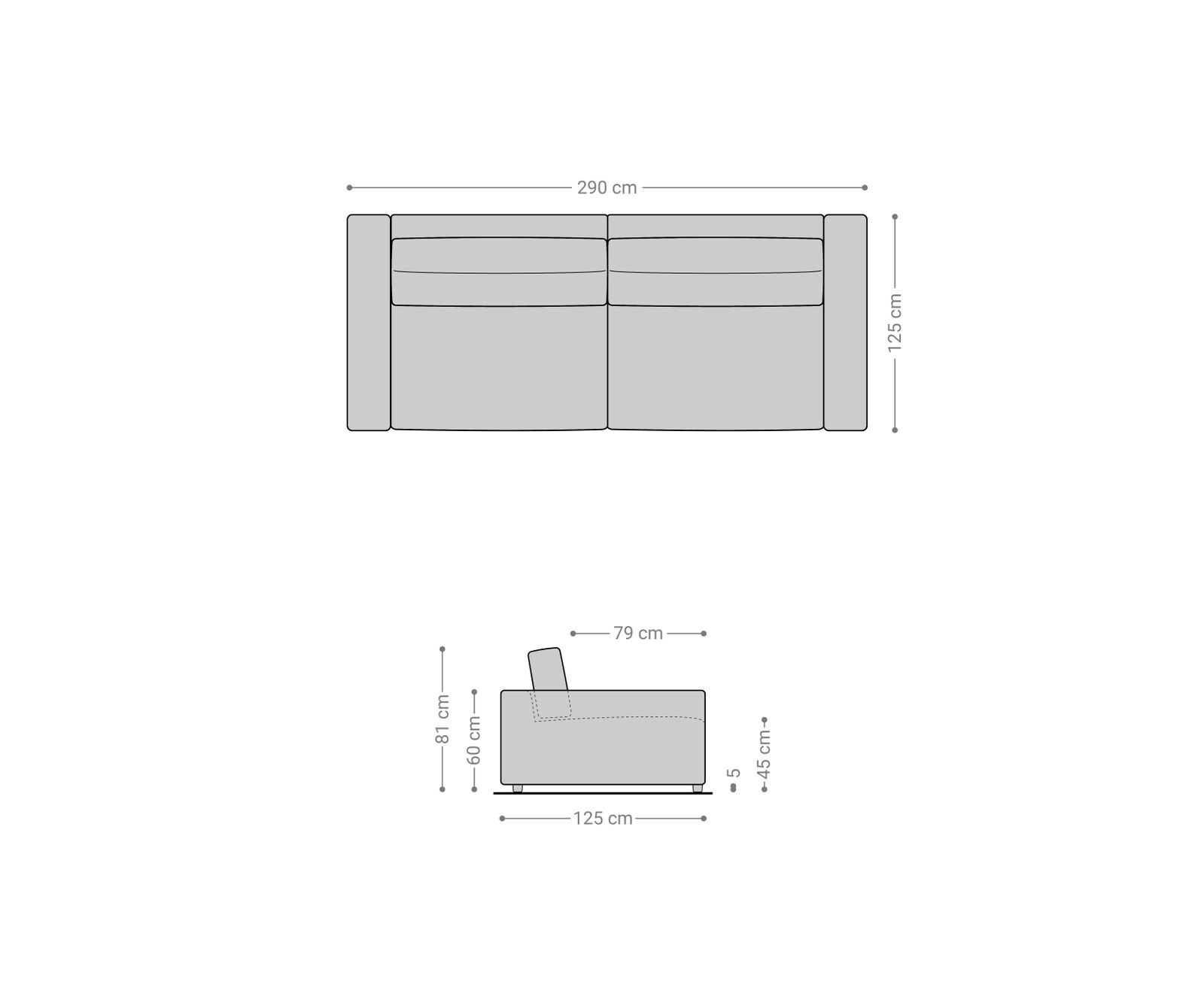 Big-Sofa Cubico 290x120 cm Cord Beige 7