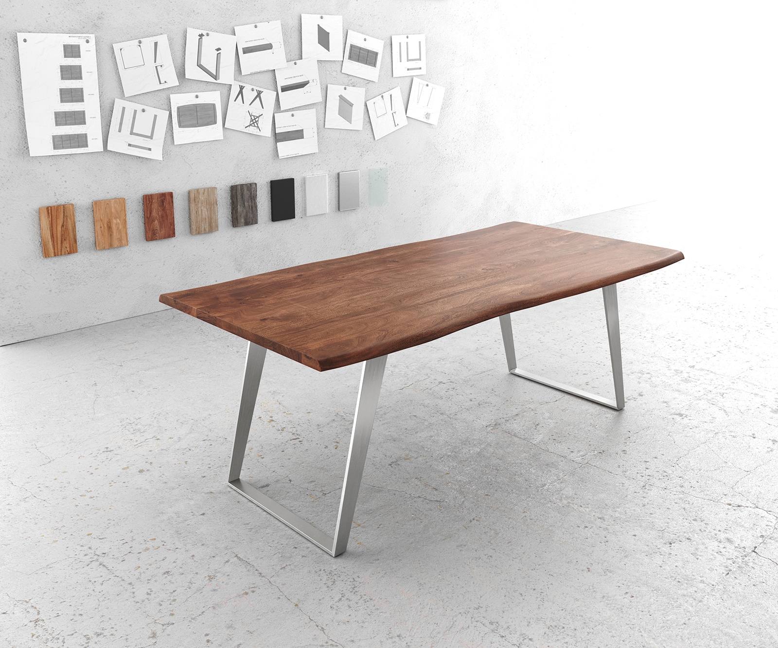 DELIFE Esstisch Edge, Akazie Braun 200x100 günstig online kaufen