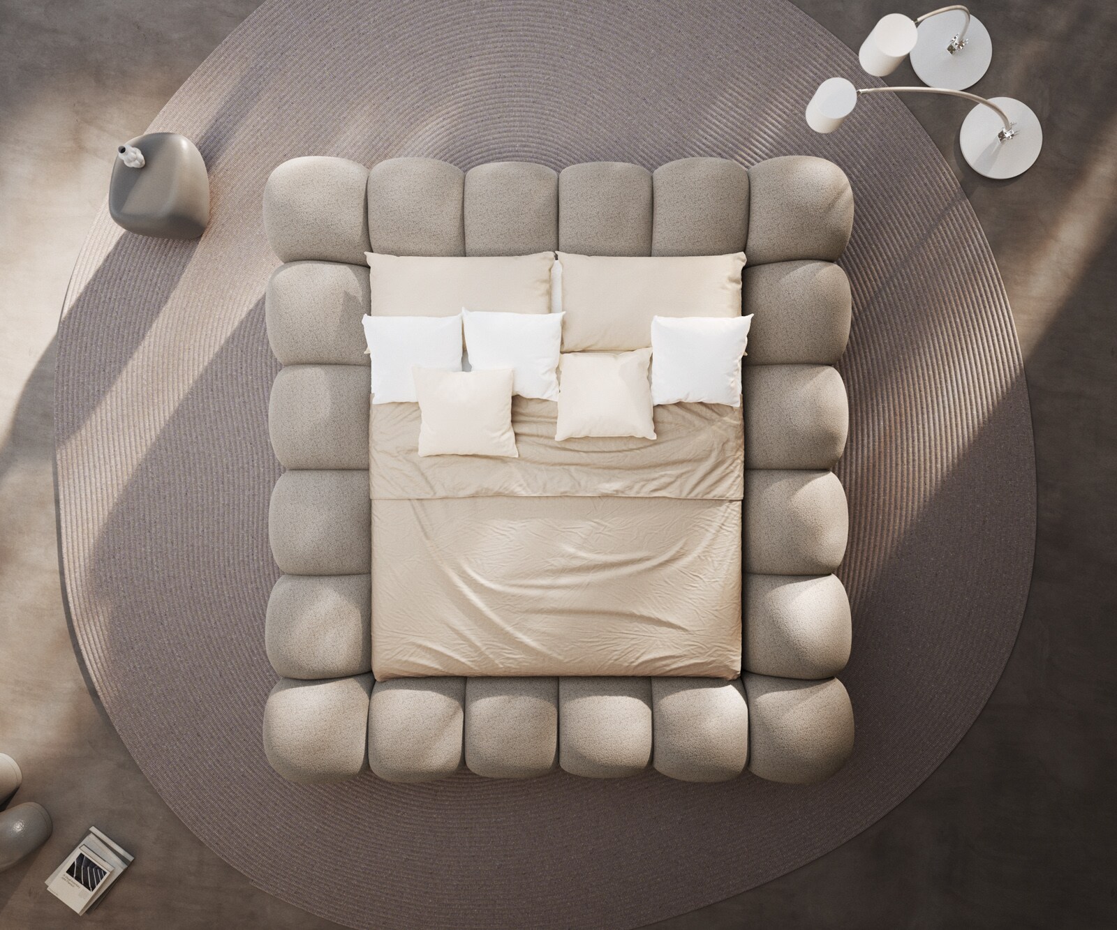Polsterbettgestell Perlla 180x200 cm Bouclé Taupe 5