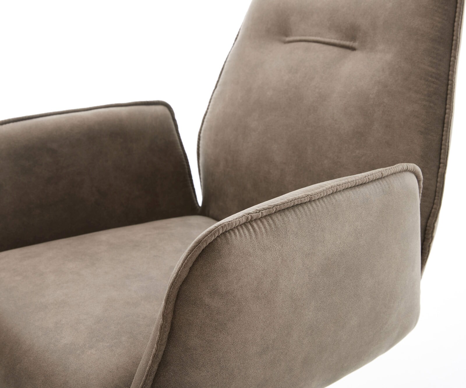 Drehstuhl Zoa-Flex Mikrofaser Taupe Vintage Kreuzgestell breit Graphit 360° drehbar Wippfunktion Taschenfederkern 4