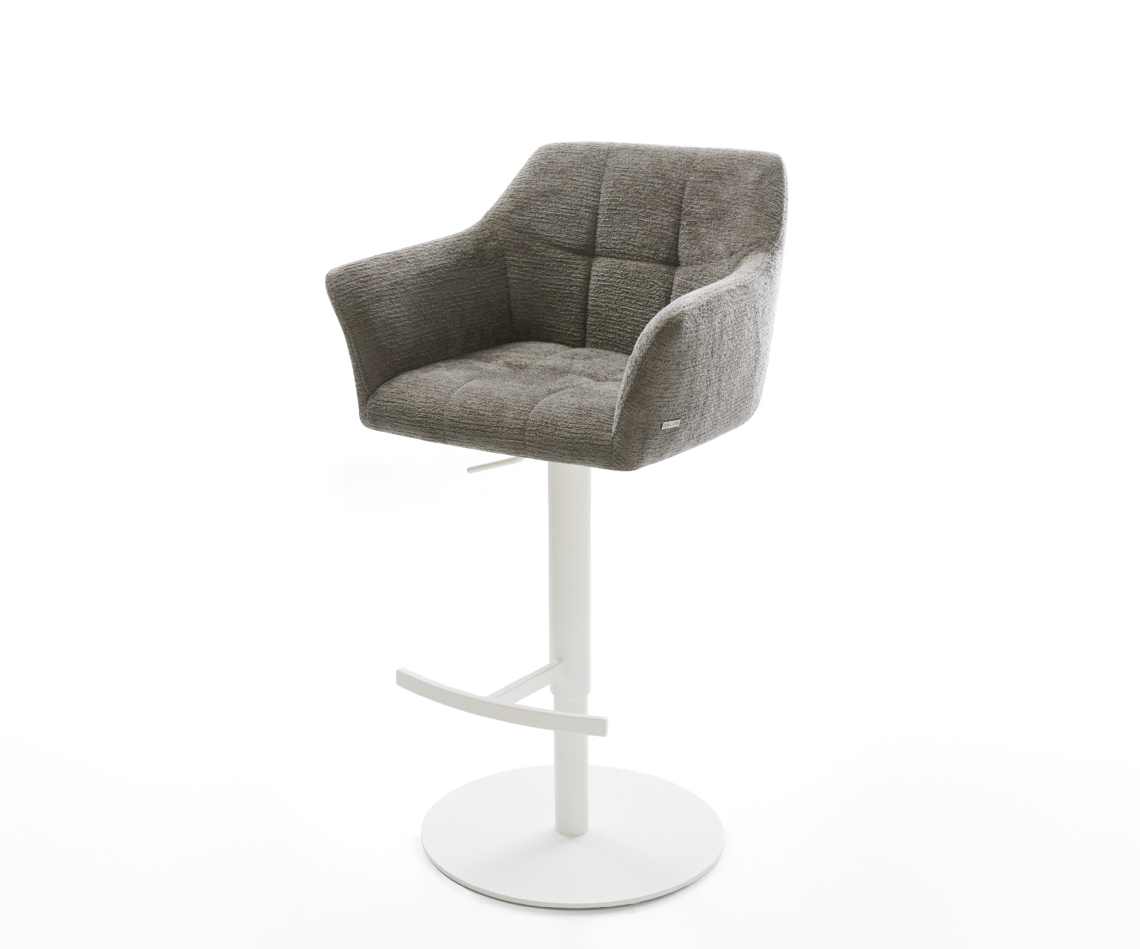 Barstuhl Yulo-Flex Bouclé Soft Schlamm Drehfuß höhenverstellbar Metall Weiß 1