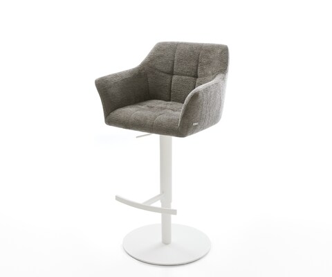 Barstuhl Yulo-Flex Bouclé Soft Schlamm Drehfuß höhenverstellbar Metall Weiß