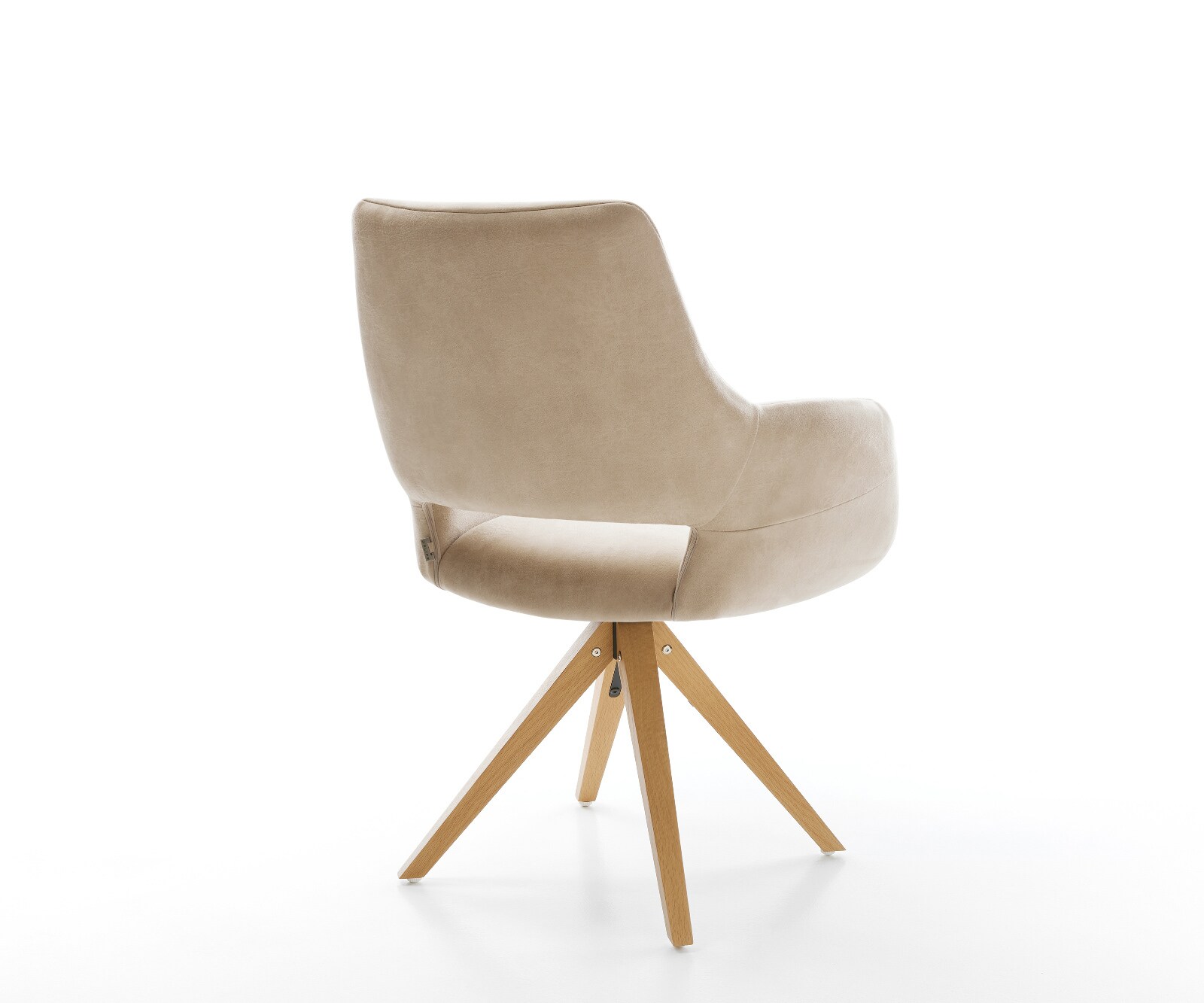 Drehstuhl Yago-Flex mit Armlehnen Mikrofaser Beige Vintage Holzgestell kantig Natur 180° drehbar Taschenfederkern 4