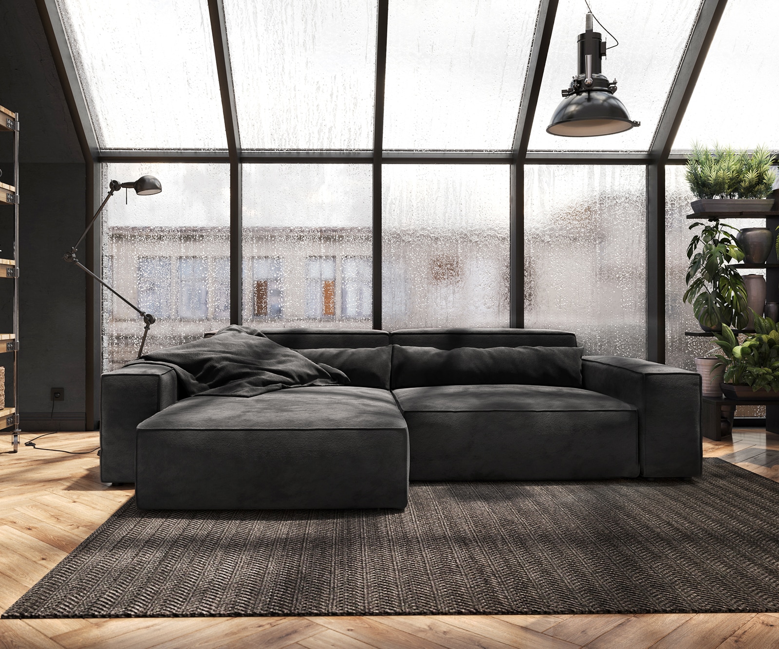 Ecksofa Sirpio XL 270x170 cm Mikrofaser Schwarz Recamiere variabel 1 Ecksofa Sirpio XL 270x170 cm Mikrofaser Schwarz Recamiere variabel 1