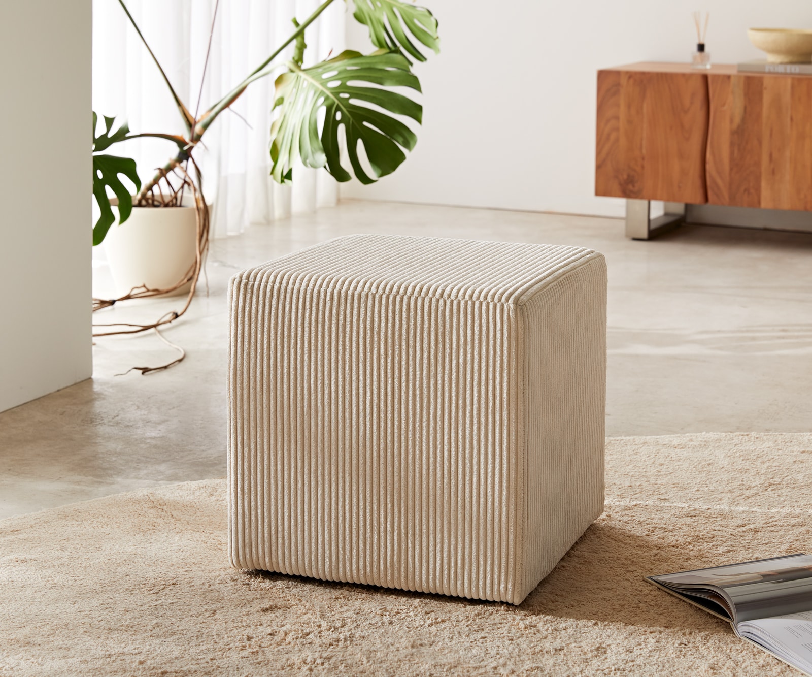 sitzhocker dado 45x45 cm cord beige