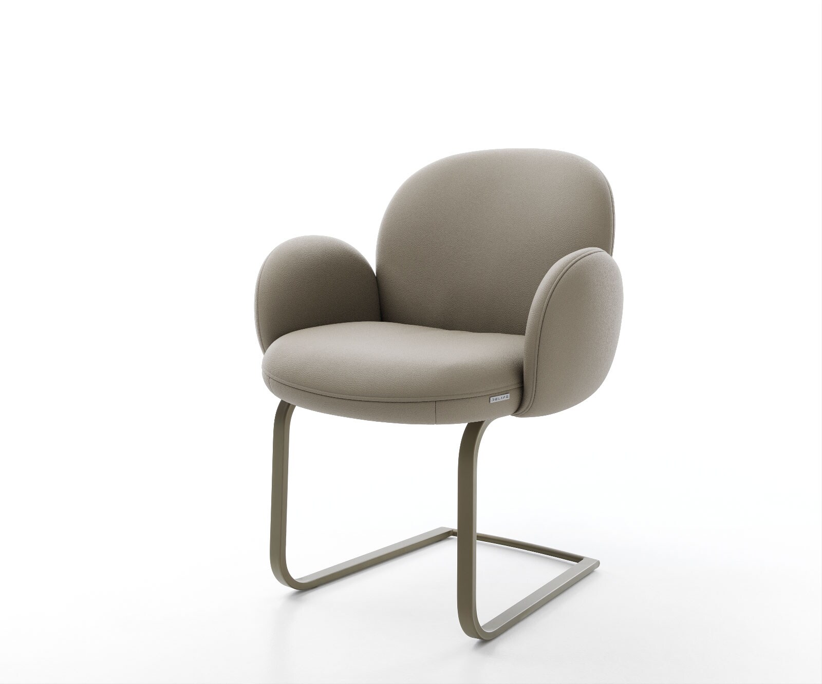 Freischwinger Nube-Flex mit Armlehnen Echt-Leder Schlamm Freischwinger flach Effektfinish Titan Taschenfederkern