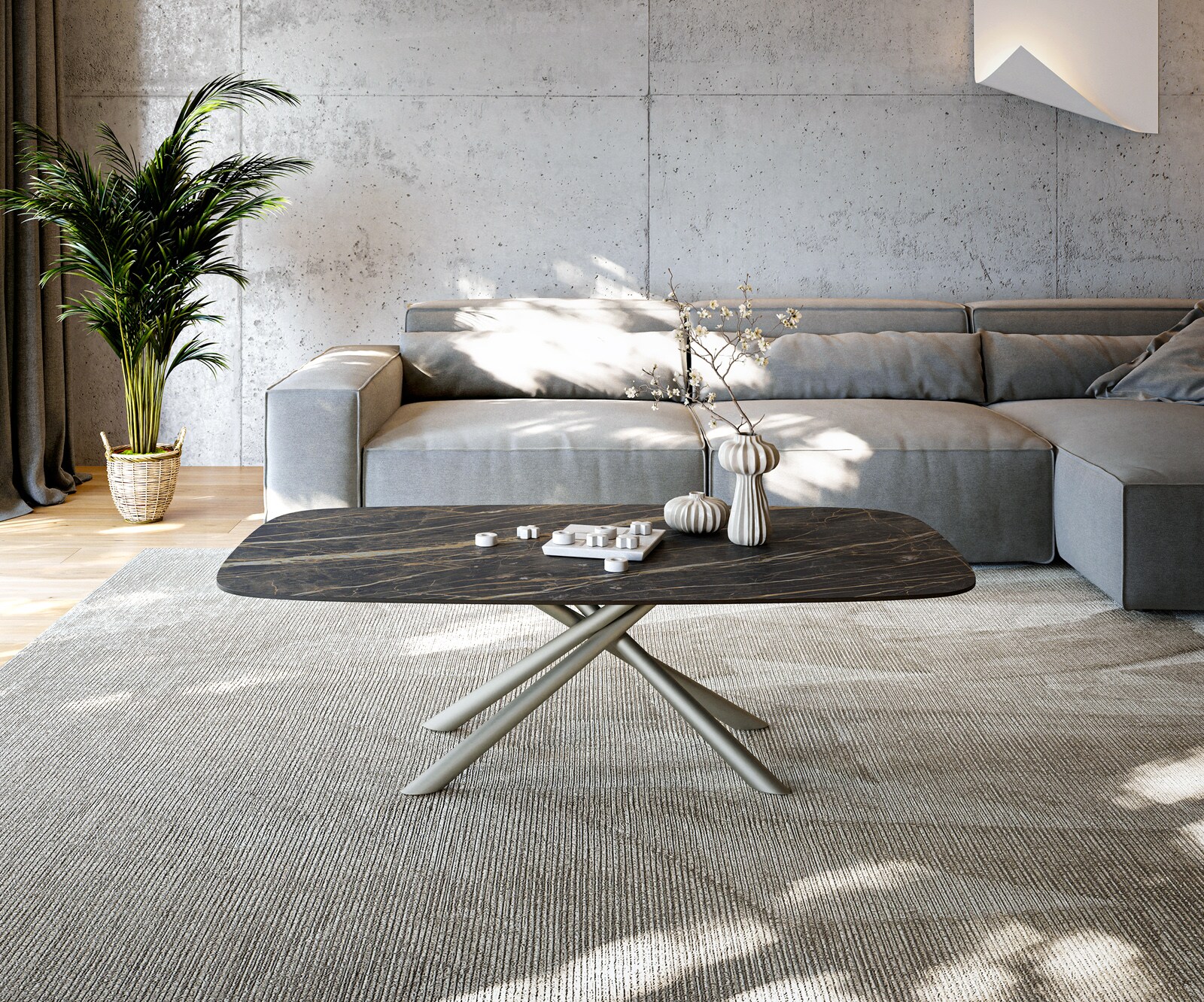 Couchtisch Edge Boot 140x80 cm Keramik Laminam® Noir Desir Braun Sarity Met günstig online kaufen