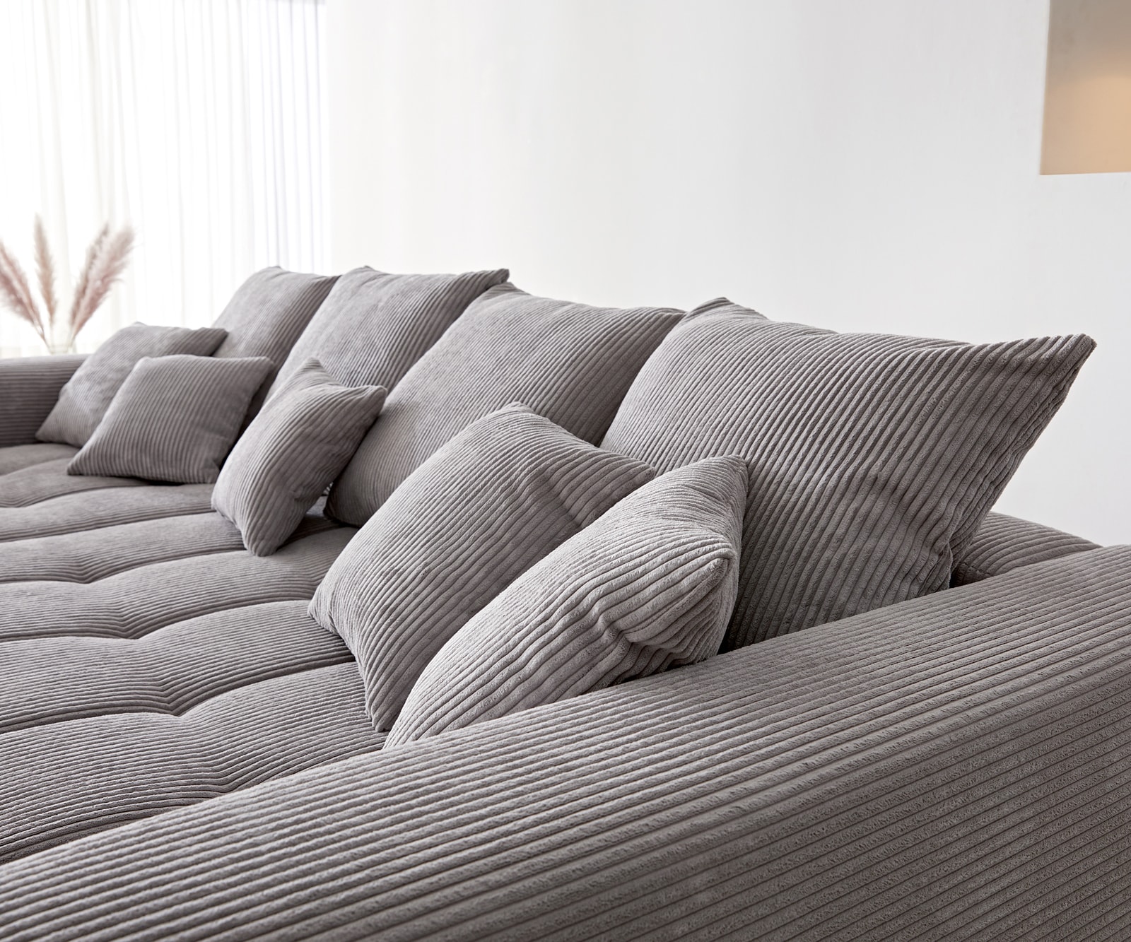 Ecksofa Josea 300x220 cm Cord Silbergrau Ottomane links 5 Ecksofa Josea 300x220 cm Cord Silbergrau Ottomane links 5