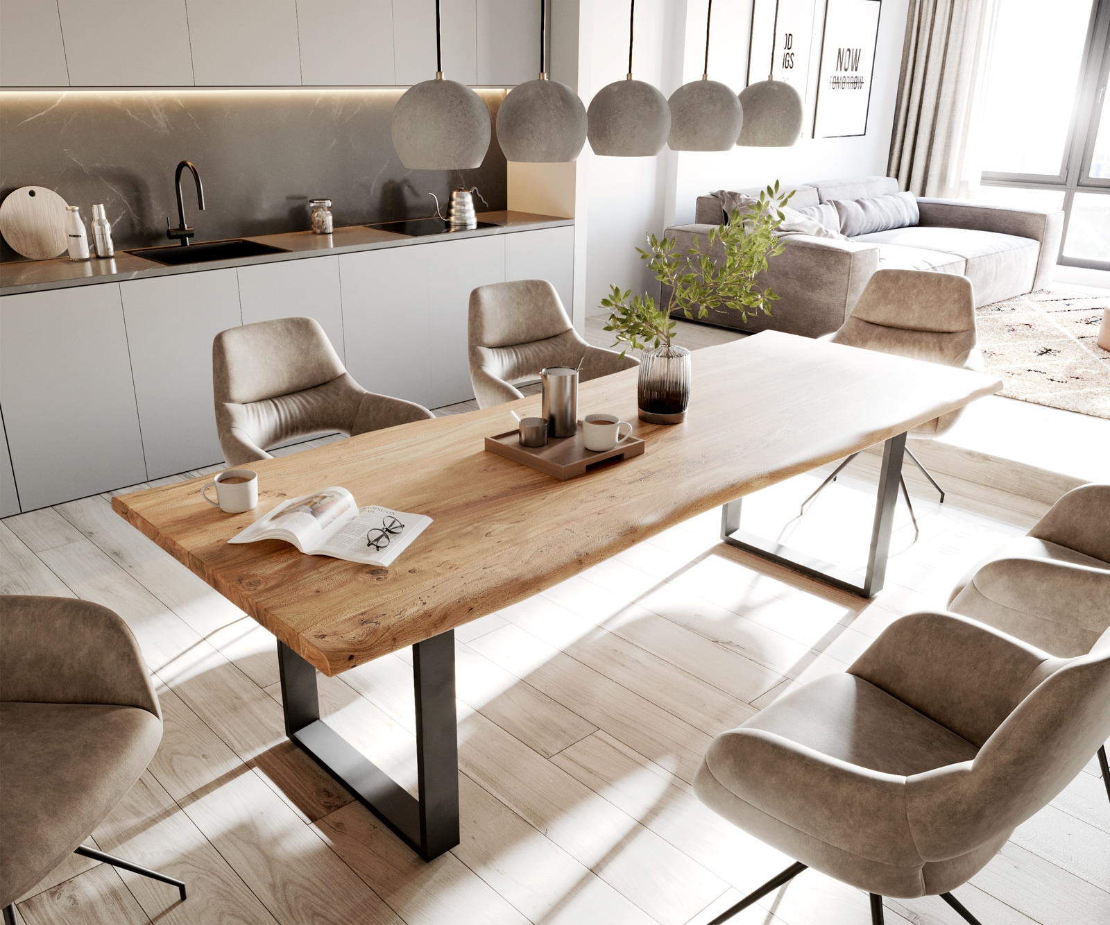 Esstisch Edge 260x100 Akazie Natur Metall Schwarz Live-Edge Esstisch Edge 260x100 Akazie Natur Metall Schwarz Live-Edge