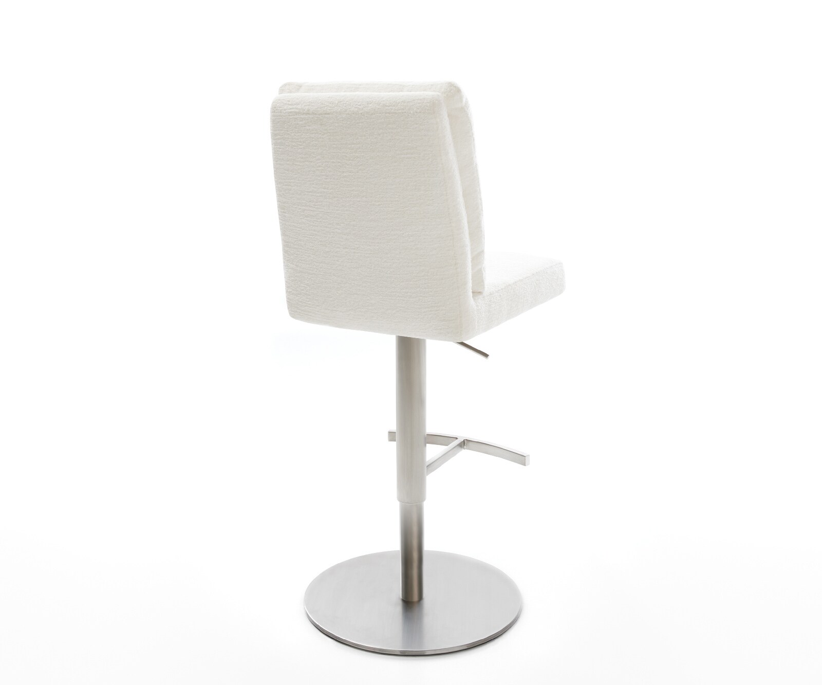 Barstuhl Pela-Flex Bouclé Soft Beige Drehfuß höhenverstellbar Edelstahl Silberfarben 4