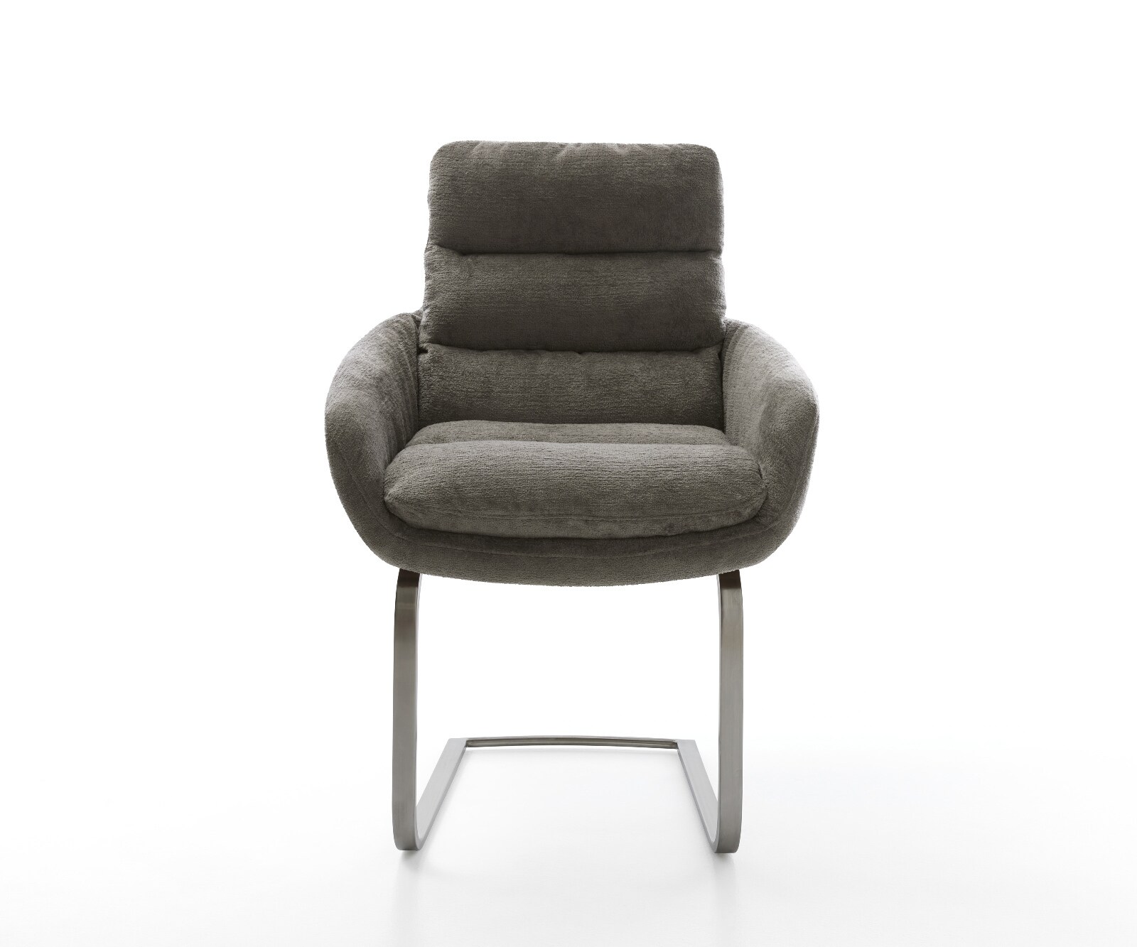 Freischwinger Abelia-Flex mit Armlehnen Bouclé Soft Schlamm Freischwinger flach Graphit 2