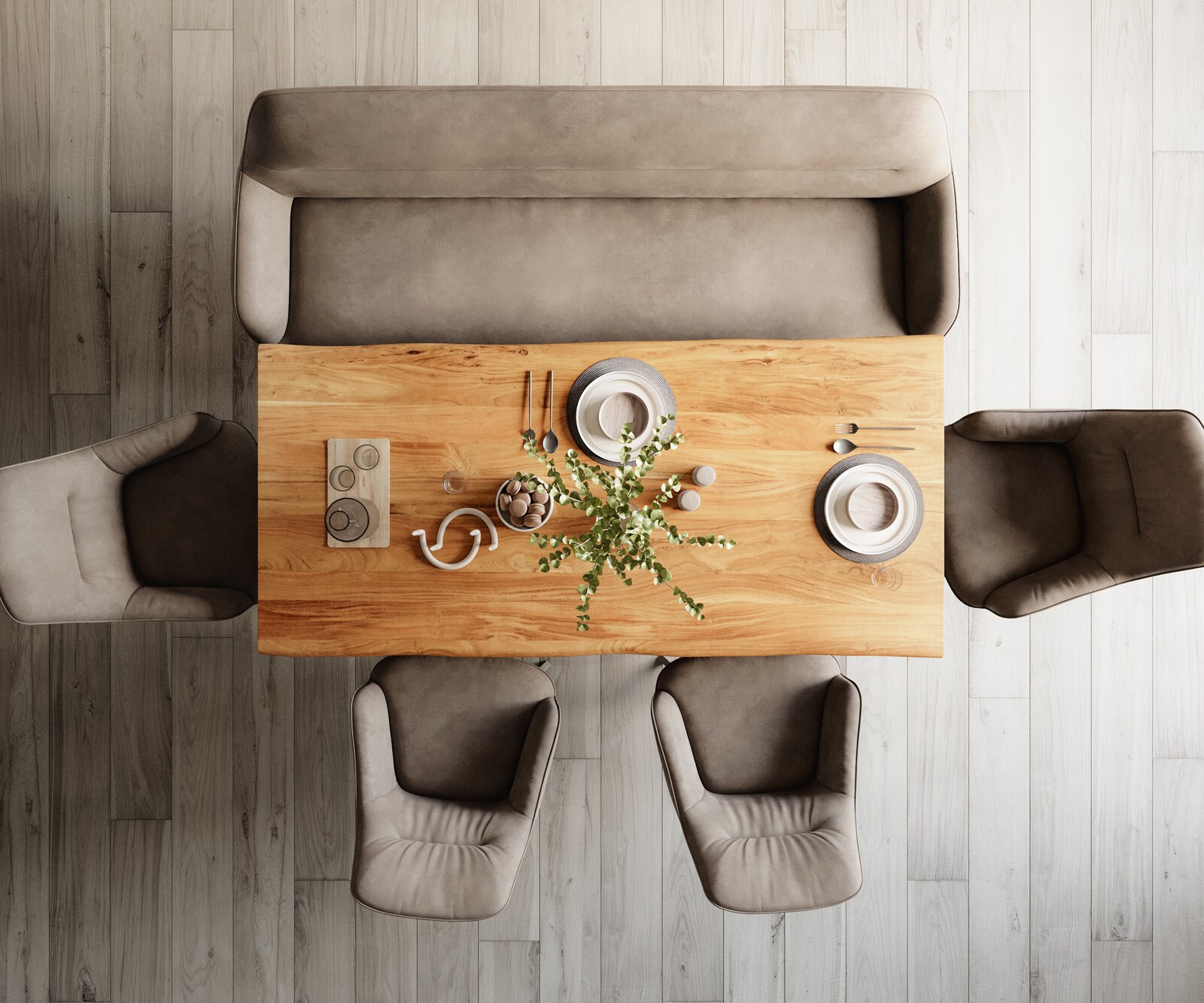 Esszimmerbank Taya-Flex 200 cm Mikrofaser Taupe Vintage Kreuzgestell kantig Effektfinish Titan Taschenfederkern 5