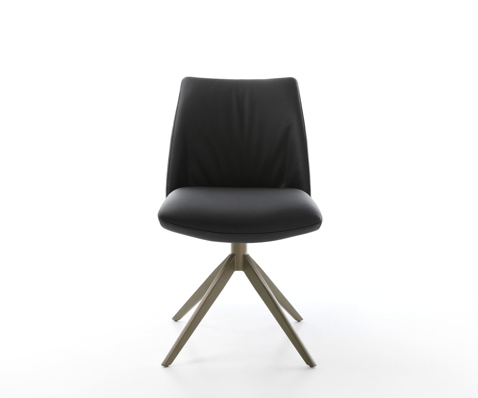 Drehstuhl Elso-Flex Echt-Leder Schwarz Kreuzgestell breit Effektfinish Titan 360° drehbar Wippfunktion Taschenfederkern 1
