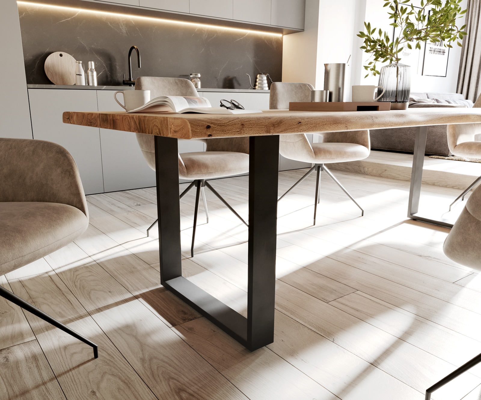 Esstisch Edge 260x100 Akazie Natur Metall Schwarz Live-Edge 4 Esstisch Edge 260x100 Akazie Natur Metall Schwarz Live-Edge 4