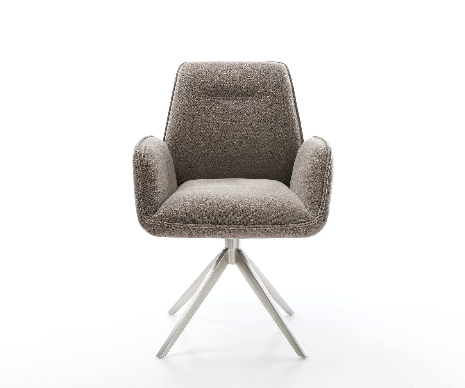 Drehstuhl Zoa-Flex Strukturstoff Soft Taupe Kreuzgestell breit Edelstahl 360° drehbar Wippfunktion Taschenfederkern 1