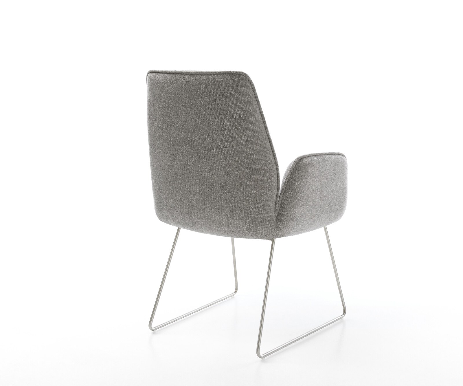 Esszimmerstuhl Zoa-Flex Strukturstoff Soft Grau Kufengestell Edelstahl Taschenfederkern 4