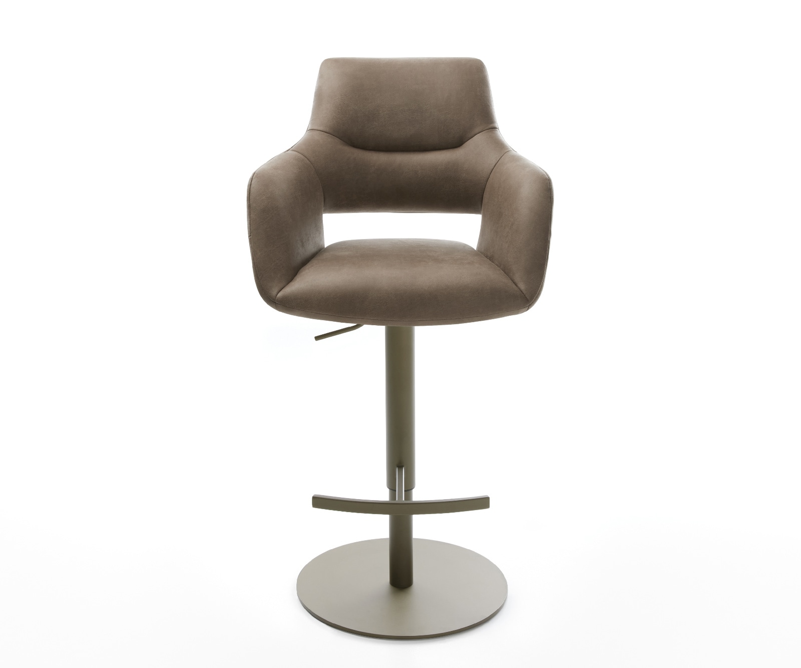Barstuhl Yago-Flex Mikrofaser Taupe Vintage Drehfuß höhenverstellbar Metall Titanfarben Taschenfederkern 2