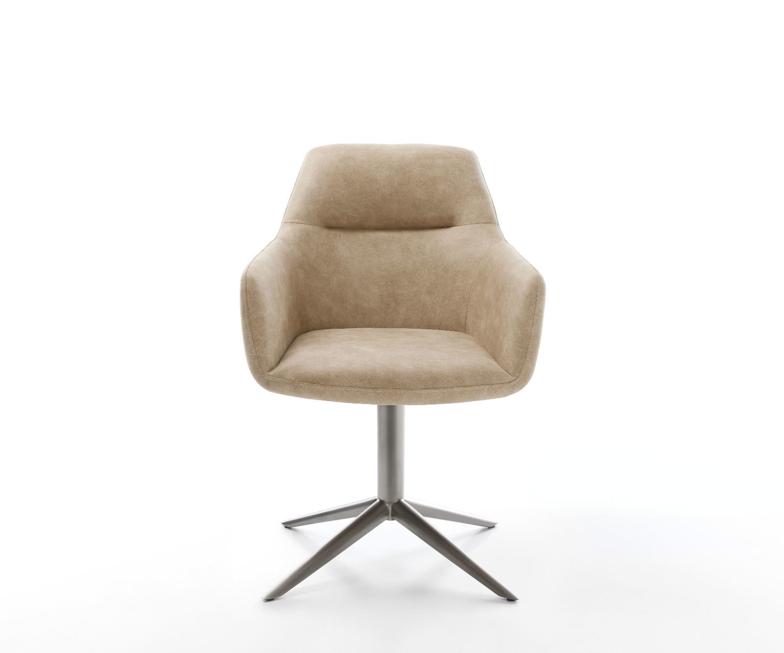 Drehstuhl Pejo-Flex Mikrofaser Beige Vintage Fußkreuz Graphit 360° drehbar Wippfunktion Taschenfederkern 1