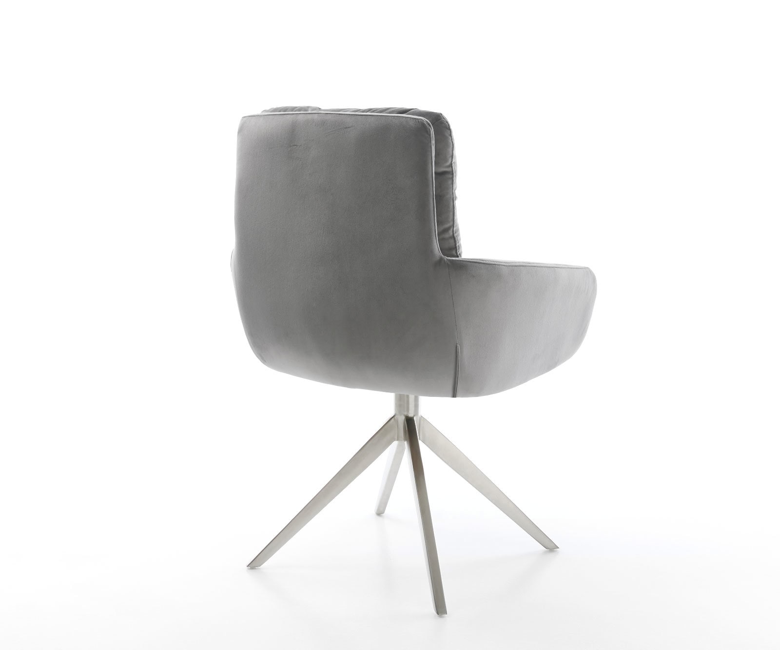 Drehstuhl Abelia-Flex mit Armlehnen Samt Grau Kreuzgestell breit Edelstahl 360° drehbar Wippfunktion 4 Drehstuhl Abelia-Flex mit Armlehnen Samt Grau Kreuzgestell breit Edelstahl 360° drehbar Wippfunktion 4
