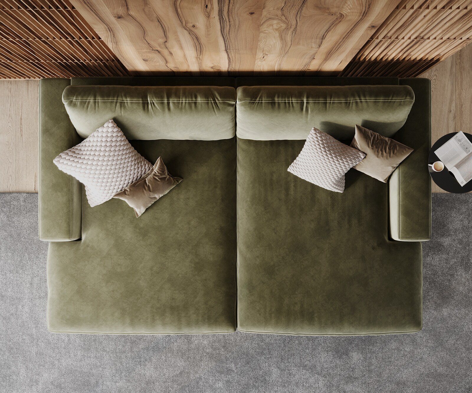 Big-Sofa Cubico 290x170 cm Samt Olive 5