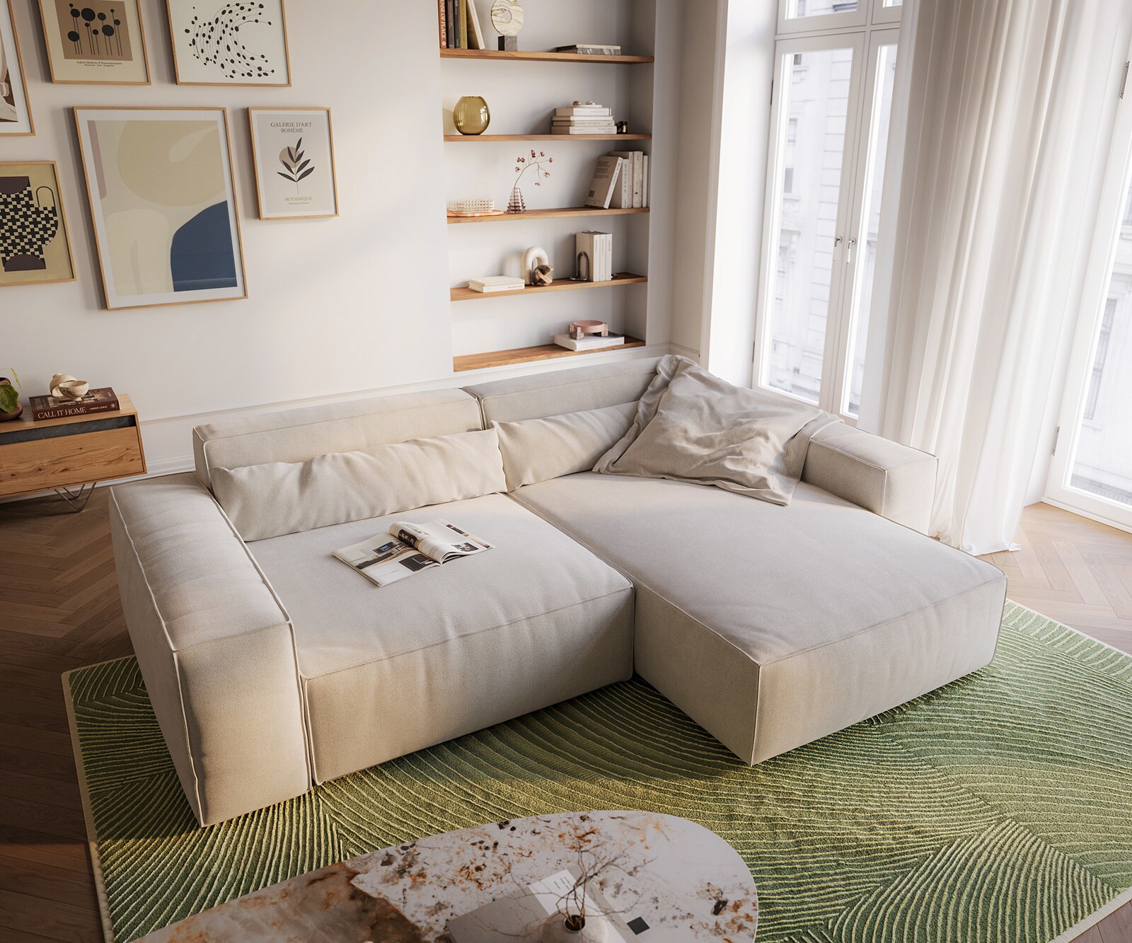 Ecksofa Sirpio XL 270x170 cm Strukturstoff Soft Beige Recamiere variabel 4