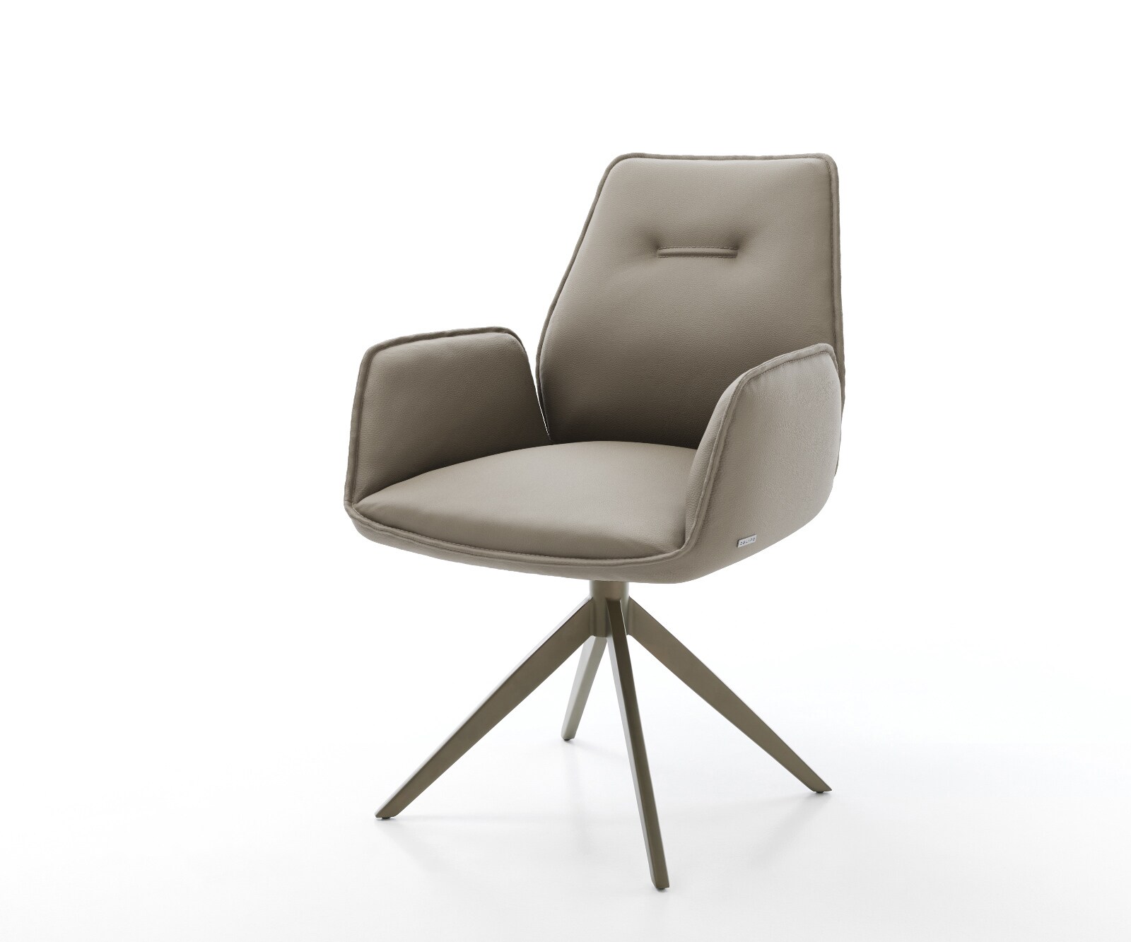 Chaise-pivotante Zoa-Flex cuir de vache couleur boue pied croisé large aspect titane pivotement sur 360° fonction bascule