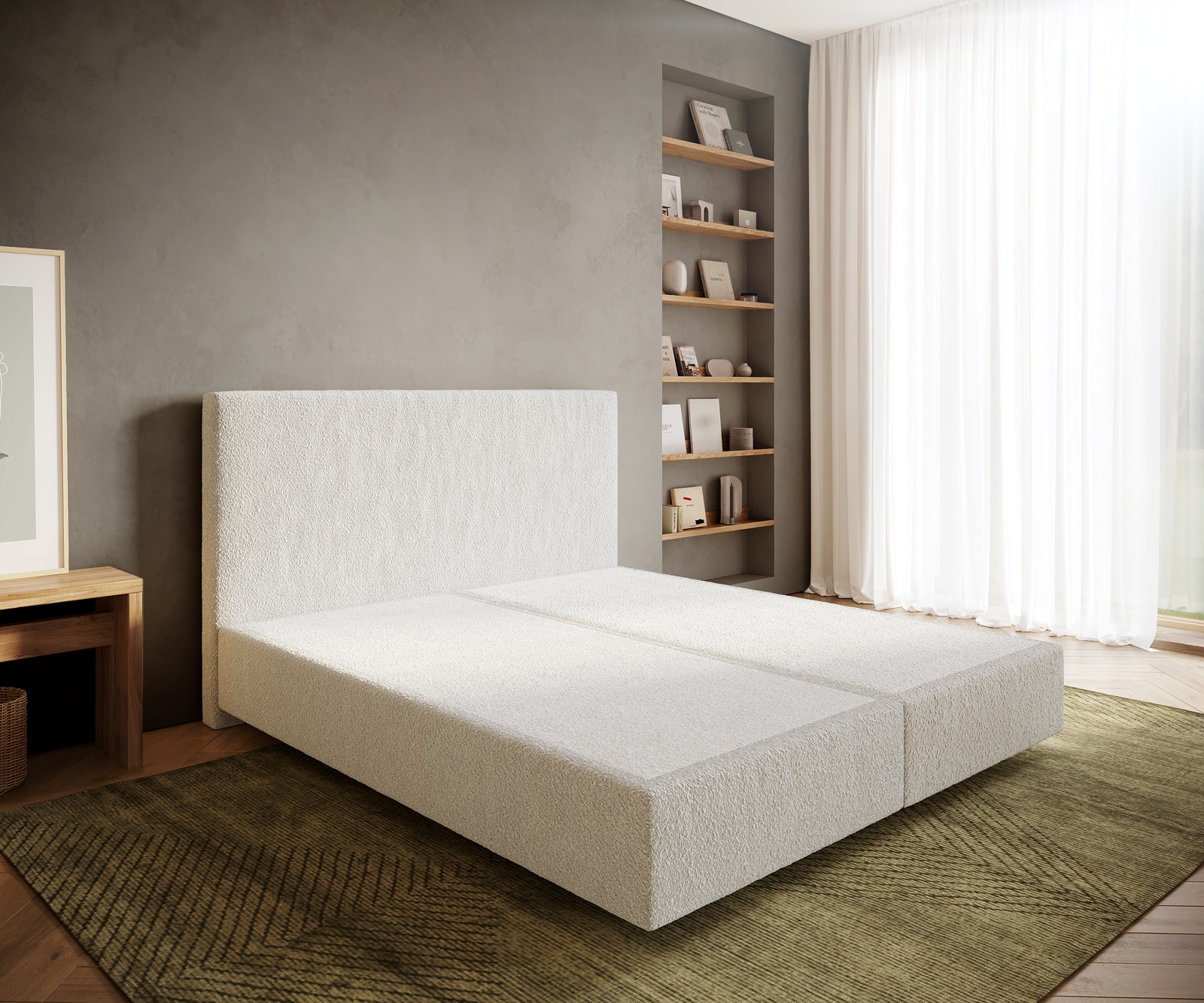 Boxspringgestell Dream-Well 180x200 cm Bouclé Creme-Weiß Boxspringgestell Dream-Well 180x200 cm Bouclé Creme-Weiß