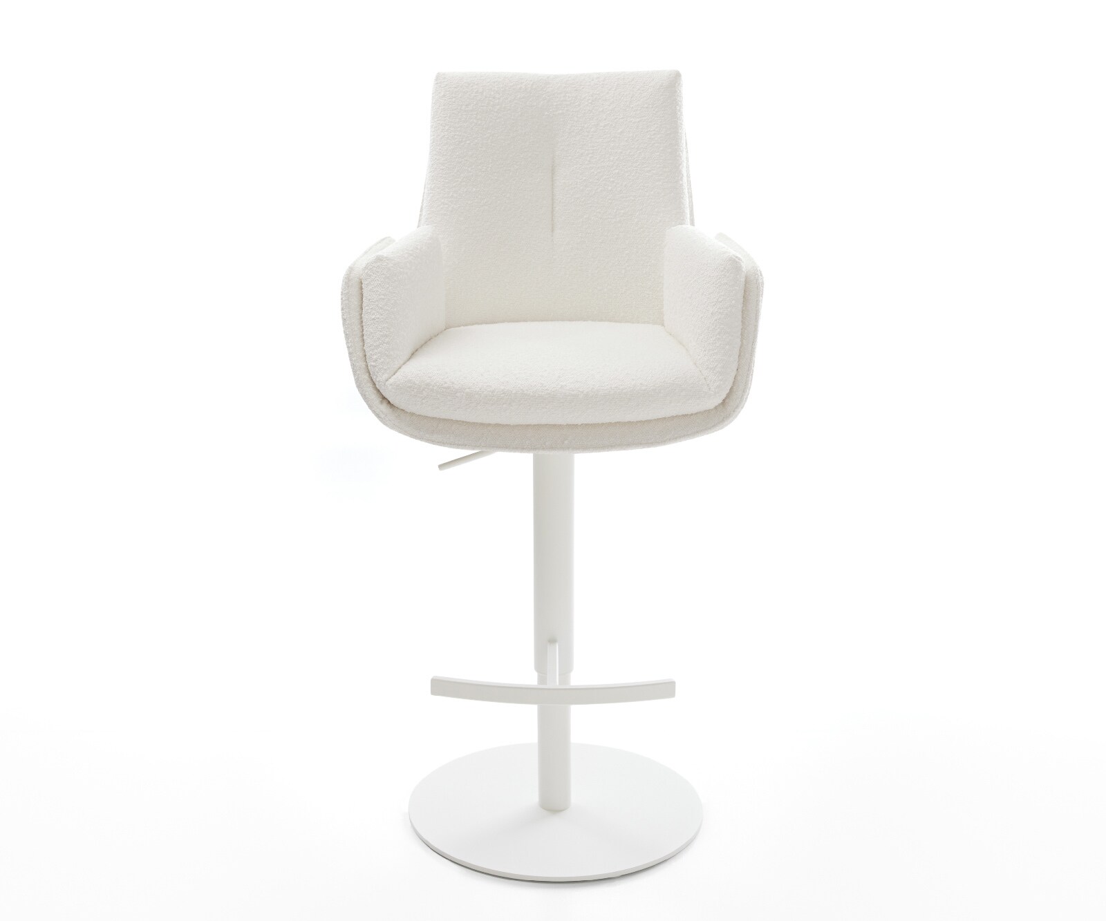 Barstuhl Clea-Flex Bouclé Creme-Weiß Drehfuß höhenverstellbar Metall Weiß 2