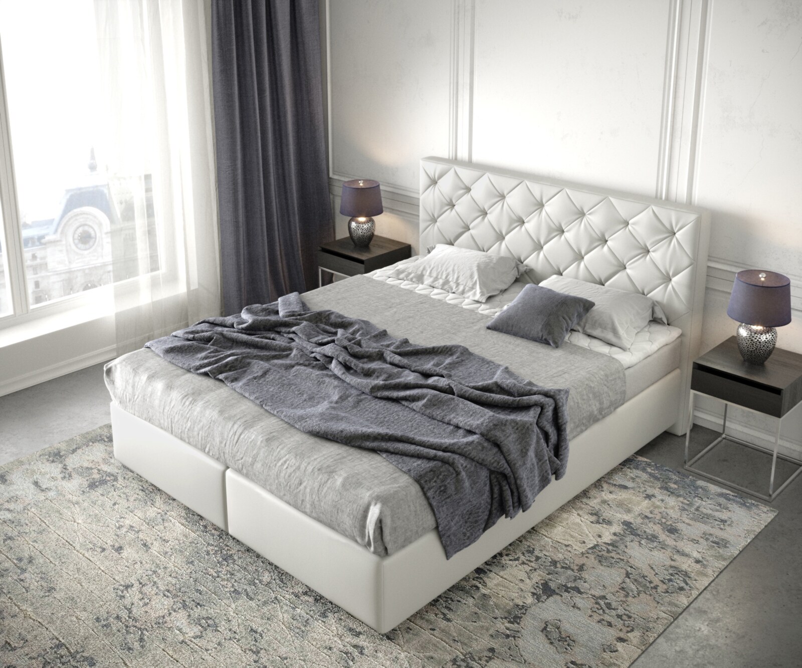 Boxspringbett Dream-Great 160x200 cm Kunstleder Weiß mit Matratze und Topper 3