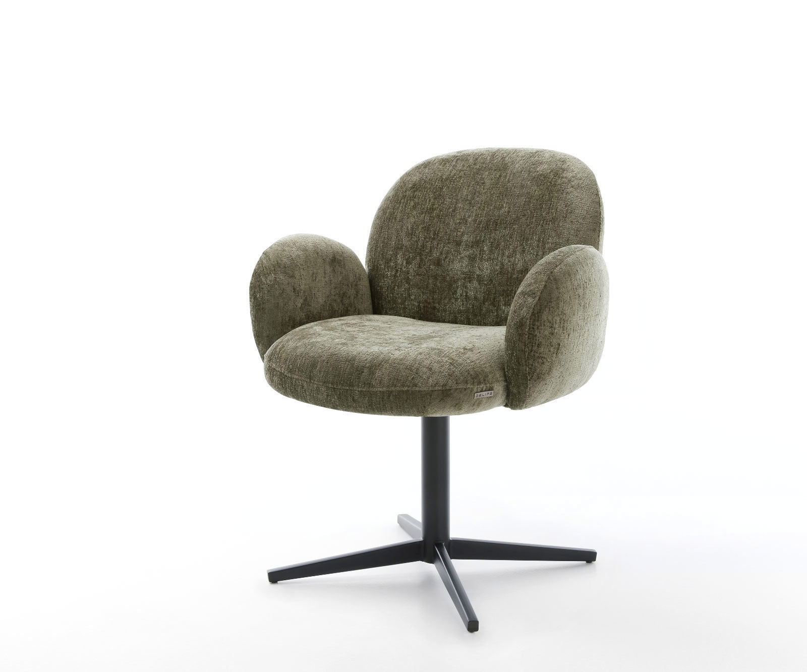 Drehstuhl Nube-Flex mit Armlehnen Chenille Olive Fußkreuz Schwarz 360° drehbar Taschenfederkern Drehstuhl Nube-Flex mit Armlehnen Chenille Olive Fußkreuz Schwarz 360° drehbar Taschenfederkern