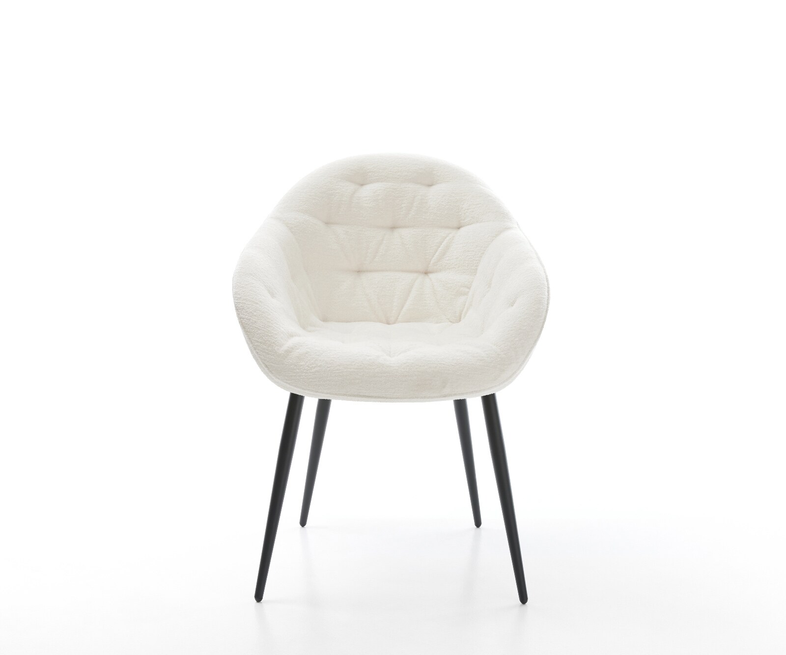 Esszimmerstuhl Gaio-Flex Bouclé Soft Beige 4-Fuß konisch Schwarz 1