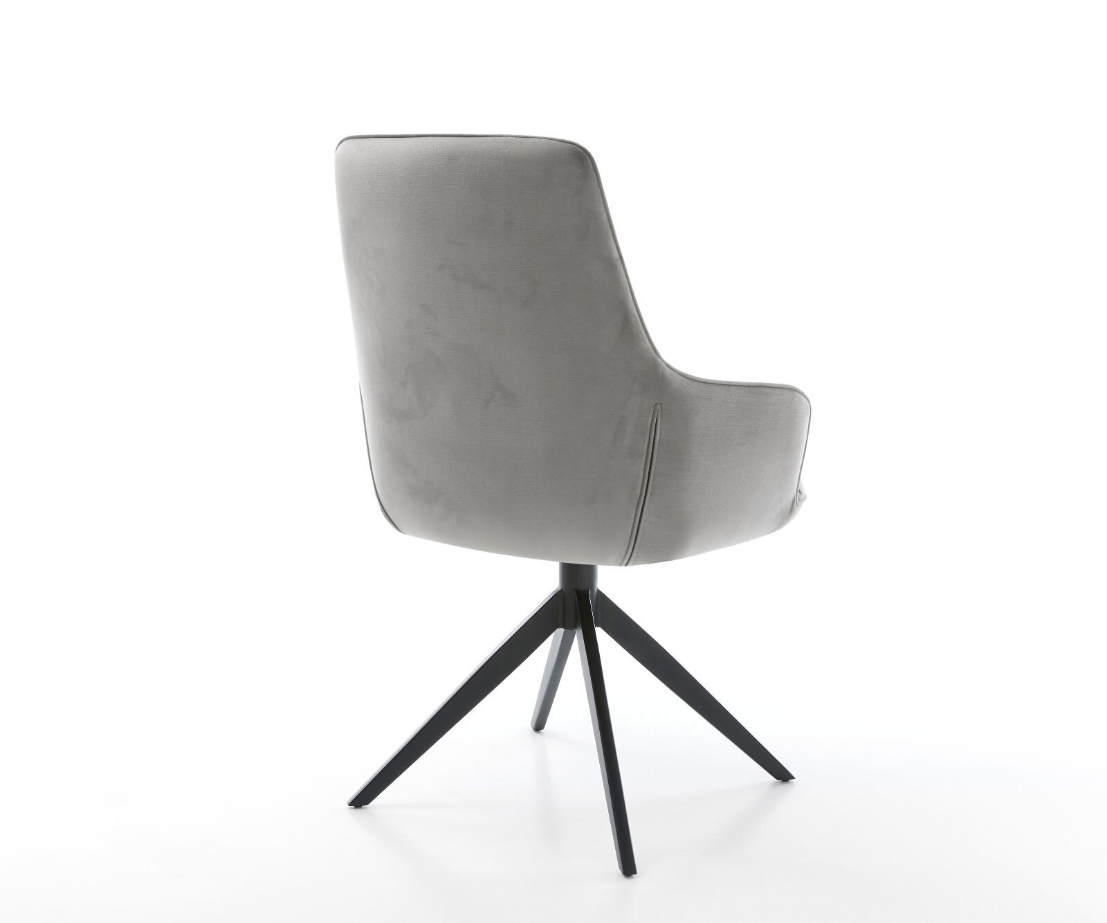 Drehstuhl Zelia-Flex mit Armlehnen Samt Grau Kreuzgestell breit Schwarz 360° drehbar Wippfunktion Taschenfederkern 5