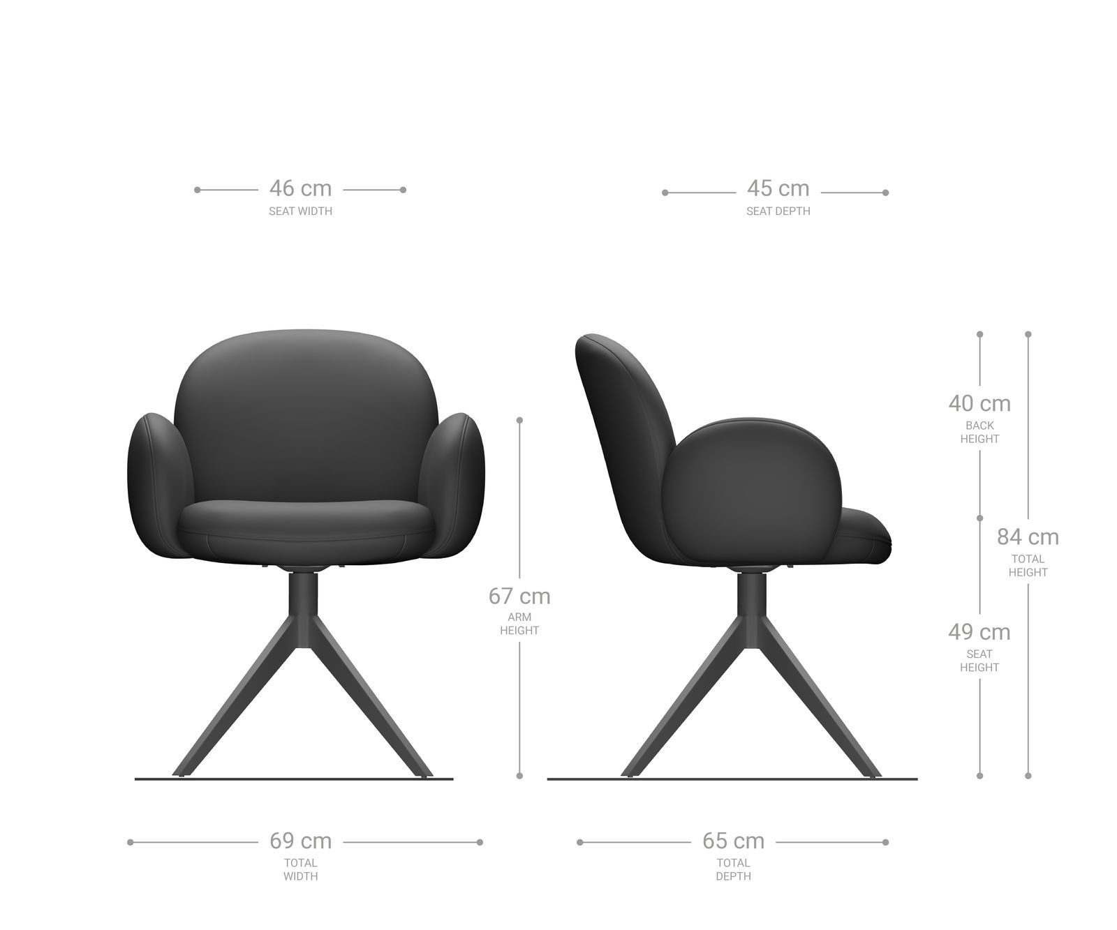 Drehstuhl Nube-Flex mit Armlehnen Echt-Leder Schwarz Kreuzgestell breit Edelstahl 360° drehbar Taschenfederkern 5 Drehstuhl Nube-Flex mit Armlehnen Echt-Leder Schwarz Kreuzgestell breit Edelstahl 360° drehbar Taschenfederkern 5