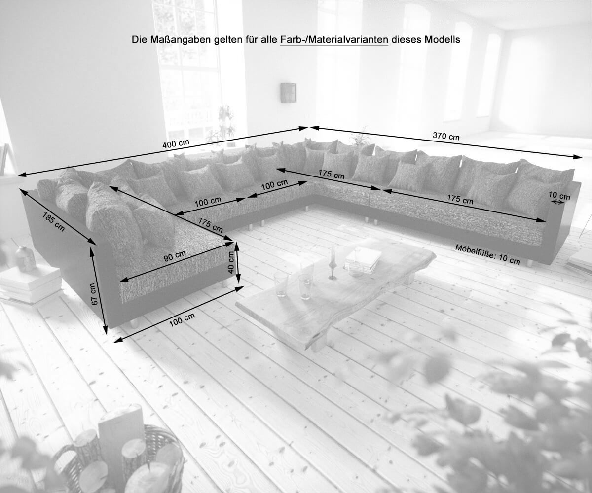 Wohnlandschaft Clovis XXL Weiss Schwarz Ottomane Rechts 6
