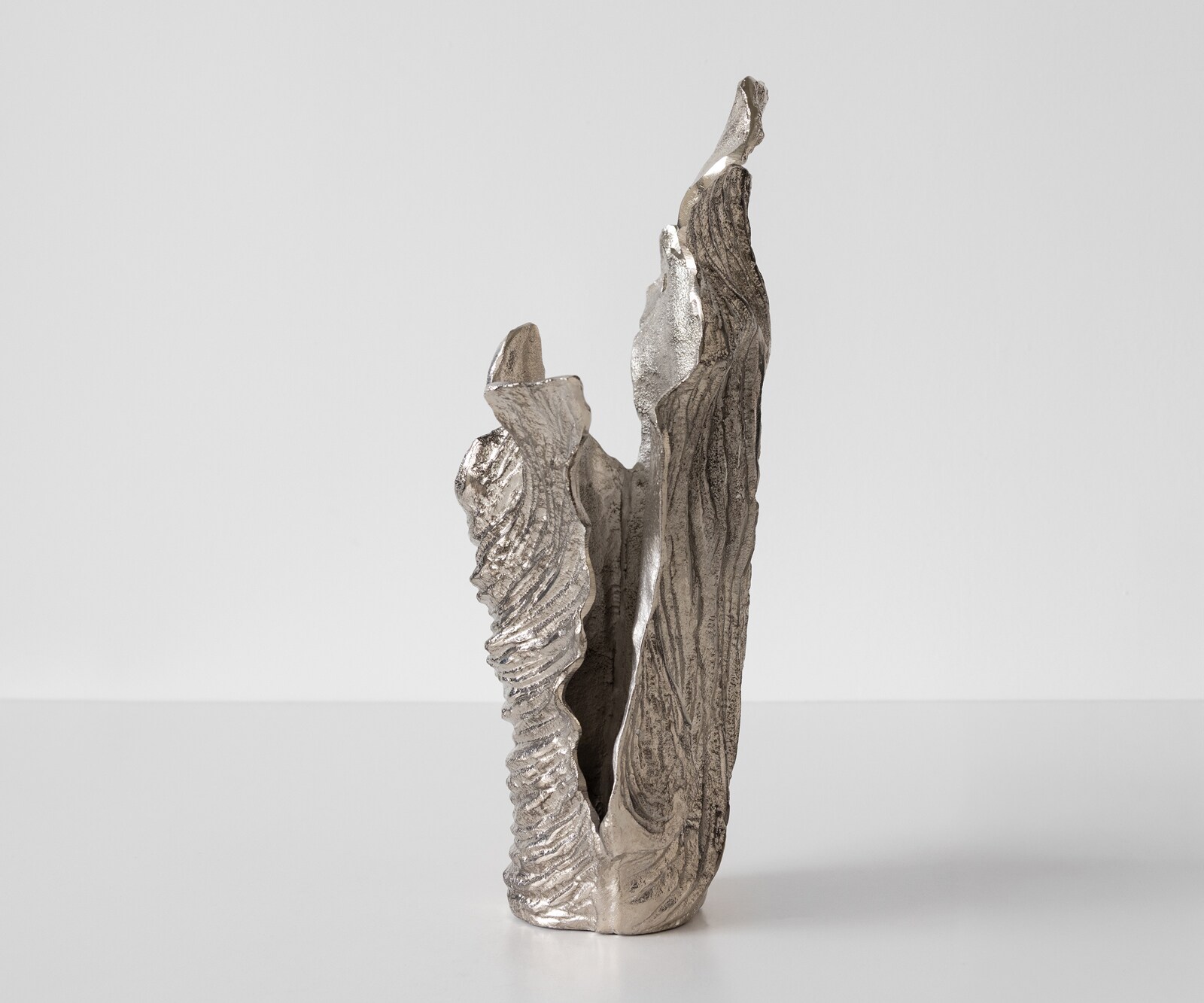 Vase Corallo B37 x T18 x H48 cm Aluminium Platin Handgemacht 3