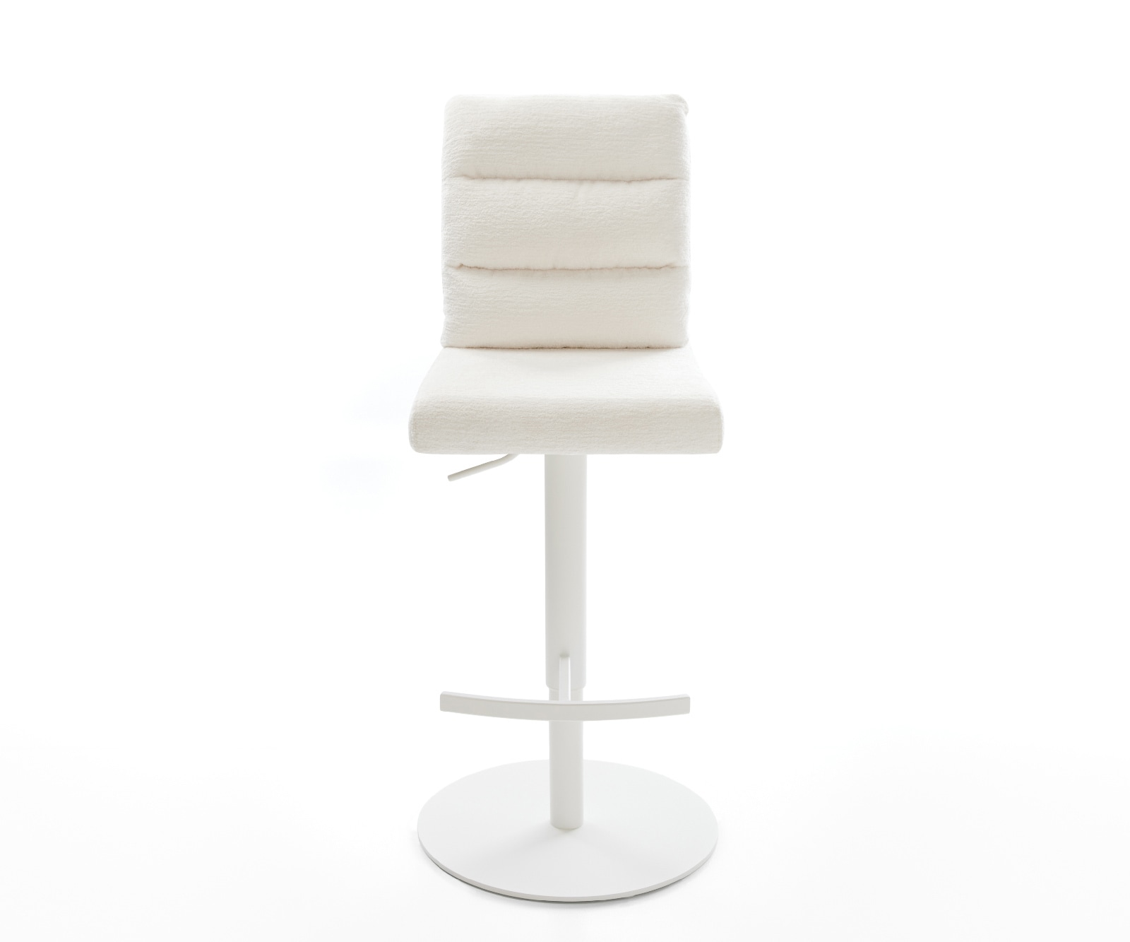 Barstuhl Pela-Flex Bouclé Soft Beige Drehfuß höhenverstellbar Metall Weiß 1