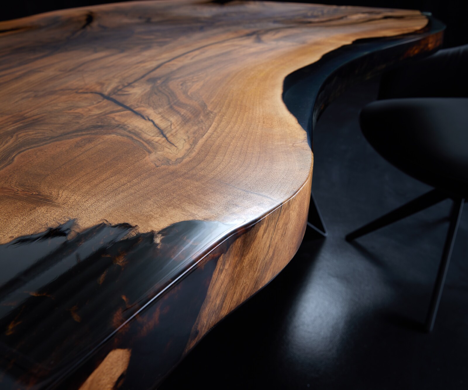 Tischplatte Nussbaum Natur 140 cm Epoxid Transparent Unikat Nr. 34695 4