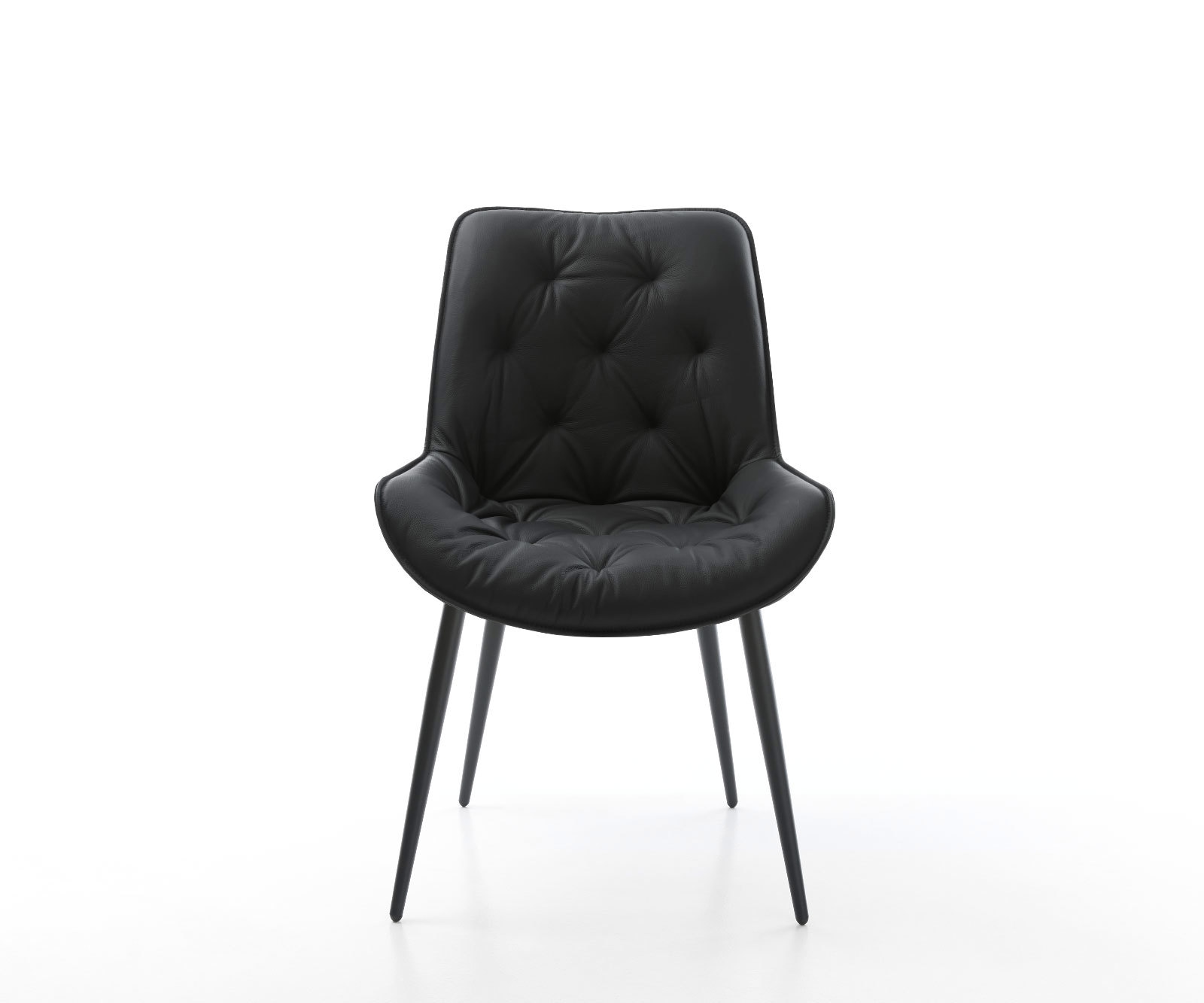 Esszimmerstuhl Taimi-Flex Echt-Leder Schwarz 4-Fuß konisch Schwarz 2 Esszimmerstuhl Taimi-Flex Echt-Leder Schwarz 4-Fuß konisch Schwarz 2