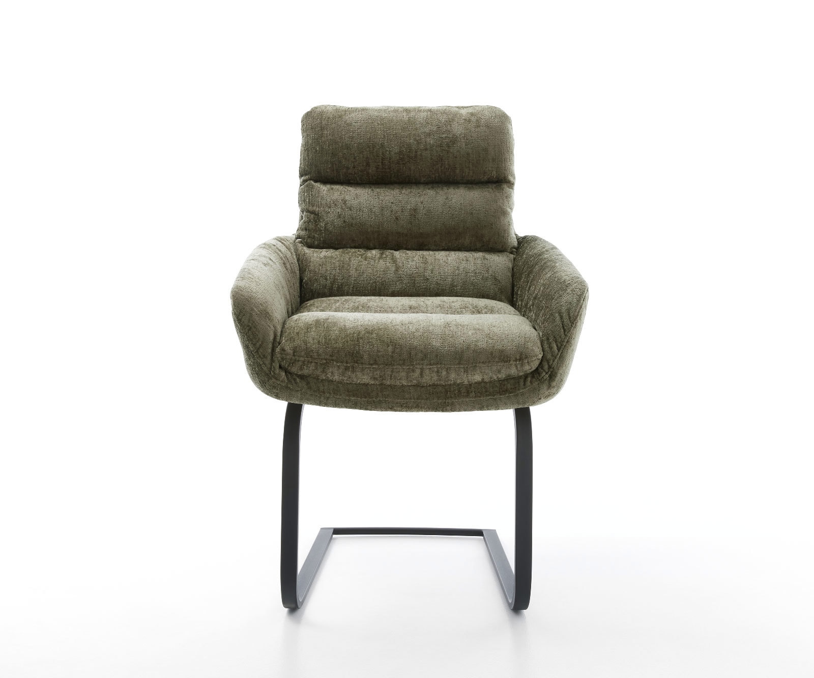 Freischwinger Abelia-Flex mit Armlehnen Chenille Olive Freischwinger flach Schwarz 2