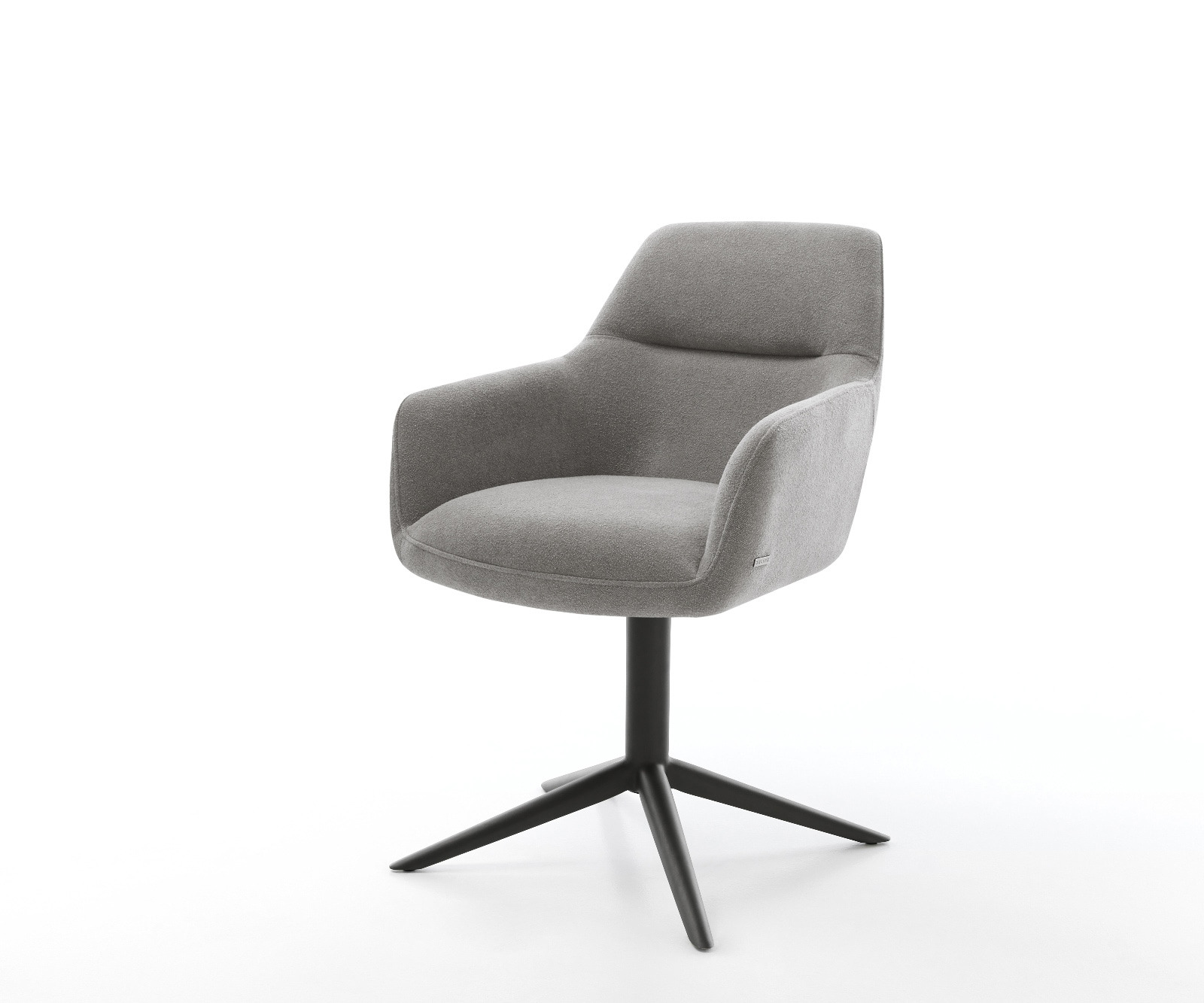 Drehstuhl Pejo-Flex Strukturstoff Soft Grau Fußkreuz Schwarz 360° drehbar Wippfunktion Taschenfederkern