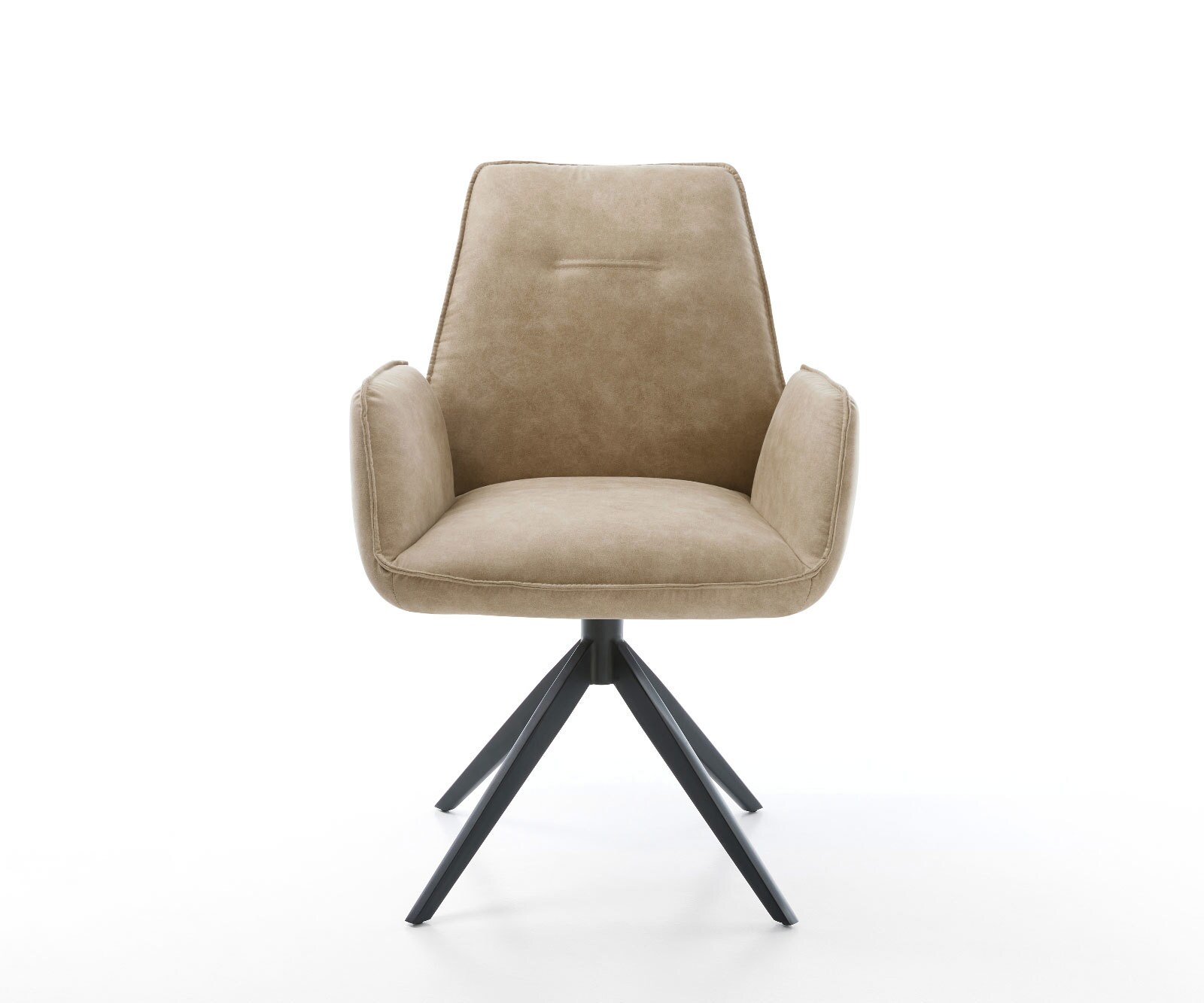 Drehstuhl Zoa-Flex Mikrofaser Beige Vintage Kreuzgestell breit Schwarz 360° drehbar Wippfunktion Taschenfederkern 1