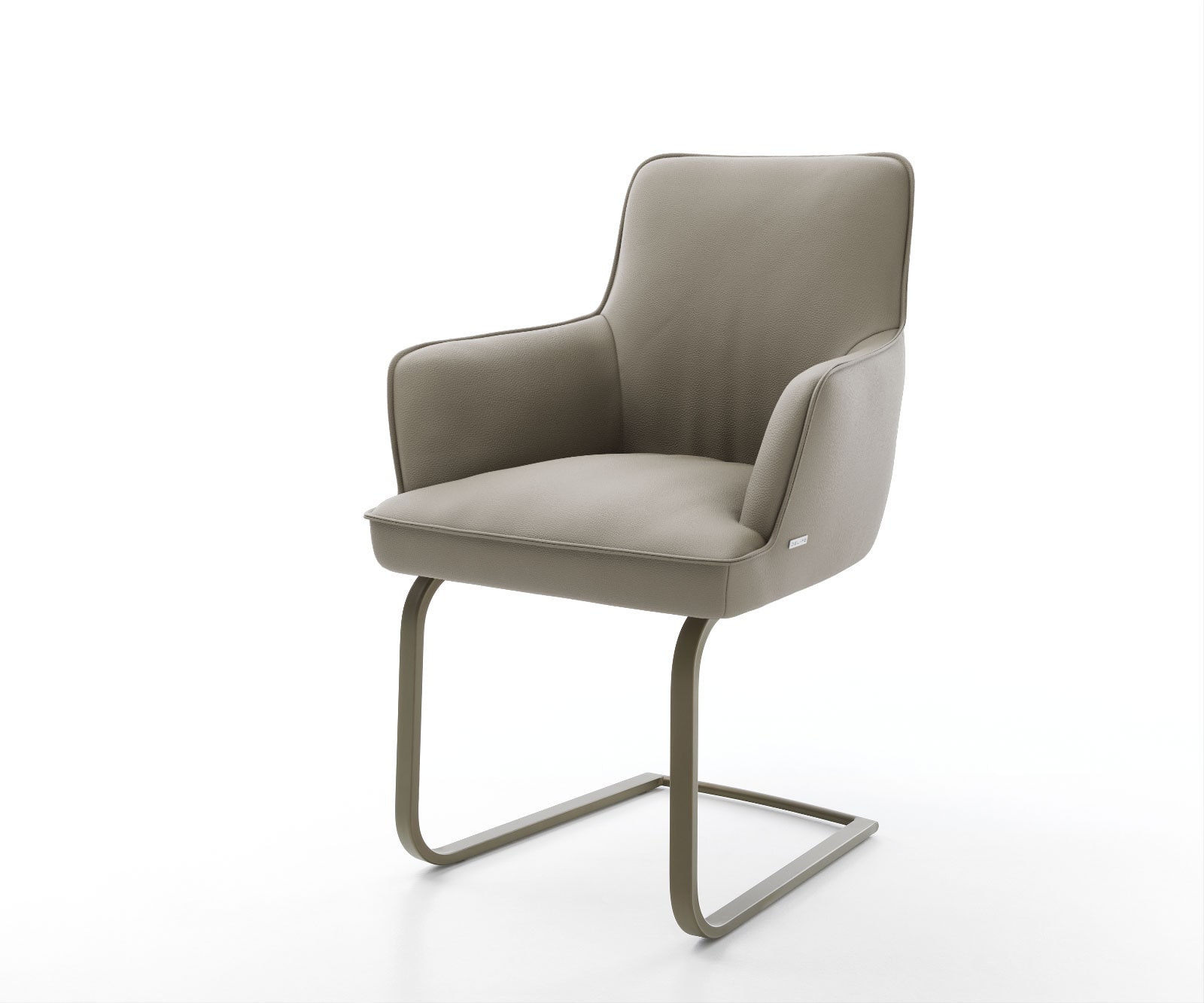 Freischwinger Heira-Flex mit Armlehnen Echt-Leder Schlamm Freischwinger flach Effektfinish Titan Taschenfederkern